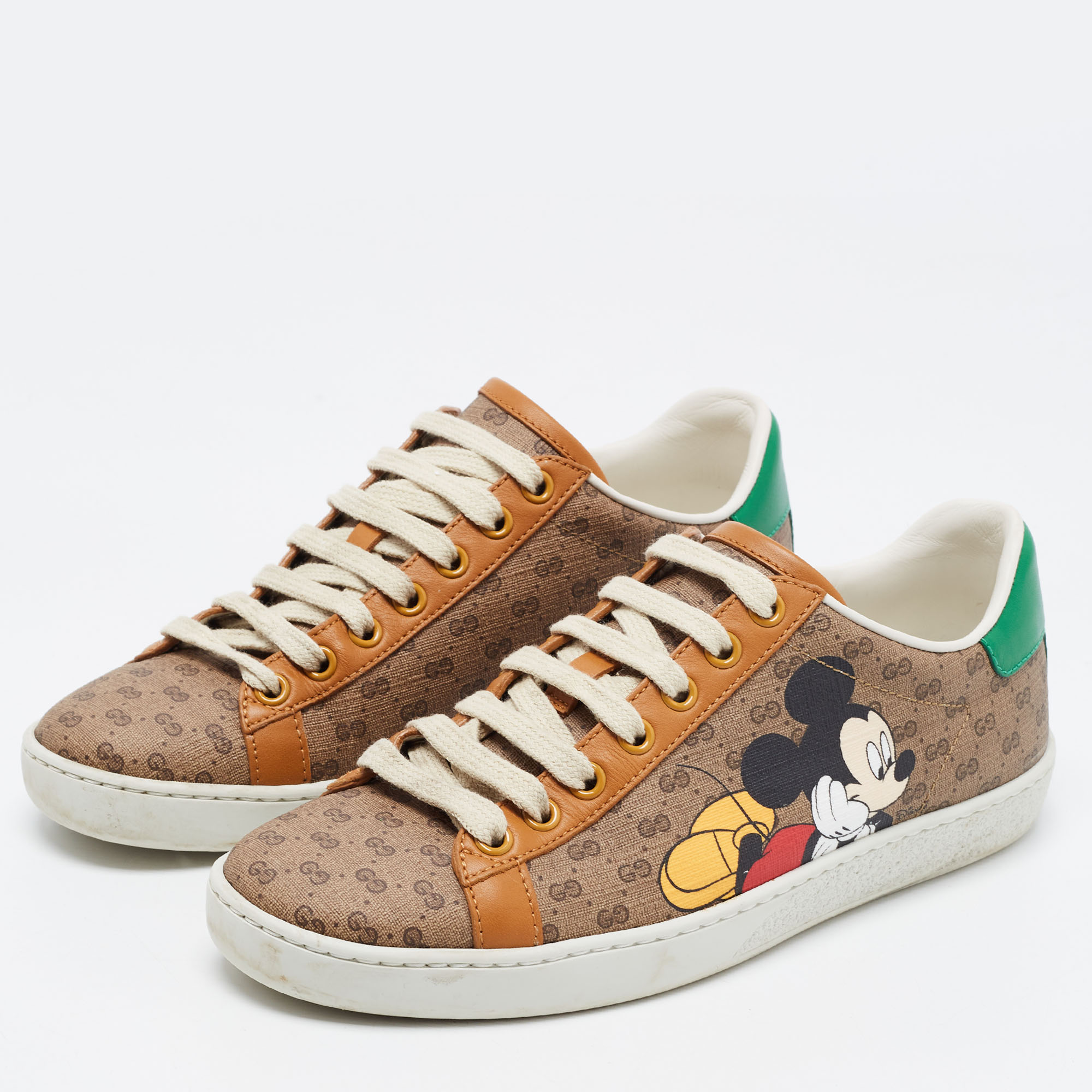 

Gucci X Disney Brown GG Coated Canvas Ace Low Top Sneakers Size