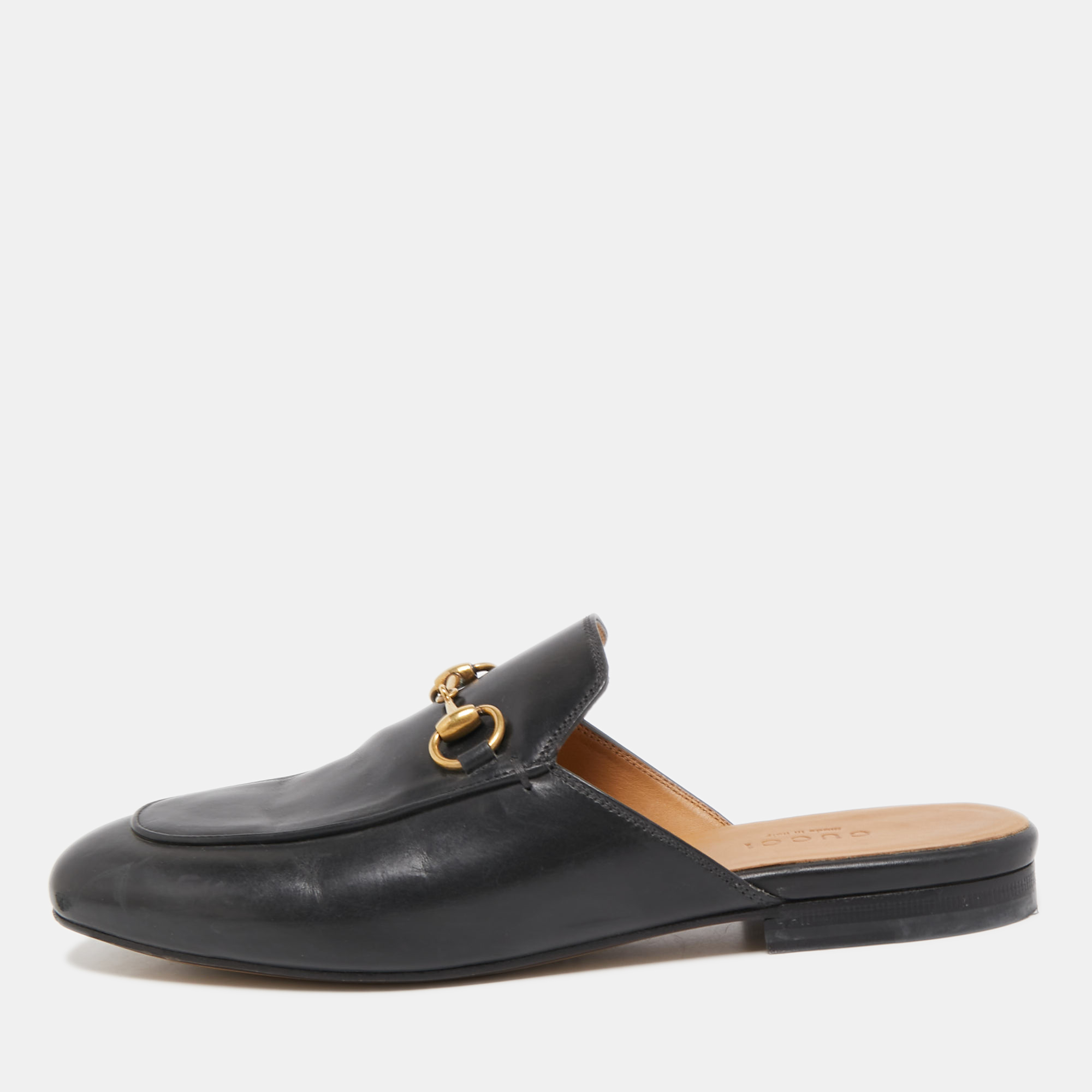 

Gucci Black Leather Princetown Mules Size