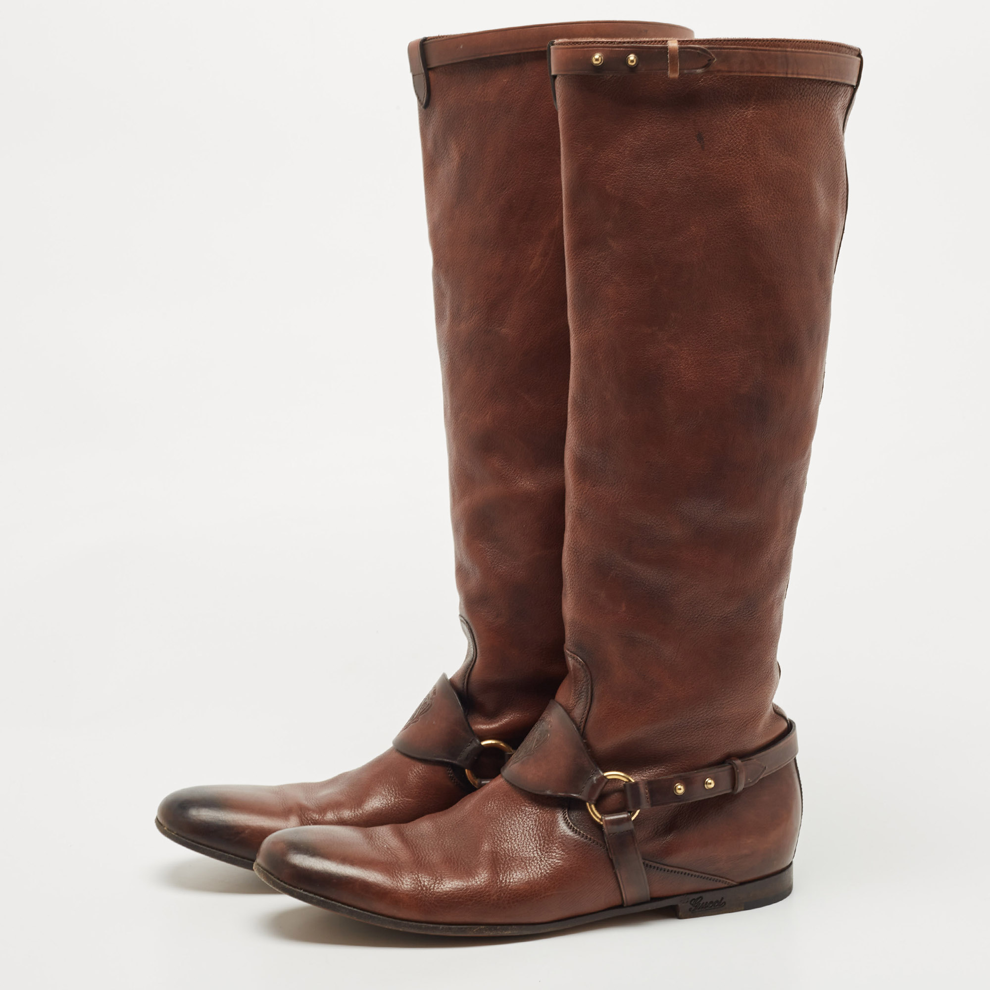 

Gucci Brown Leather Riding Knee Boots Size