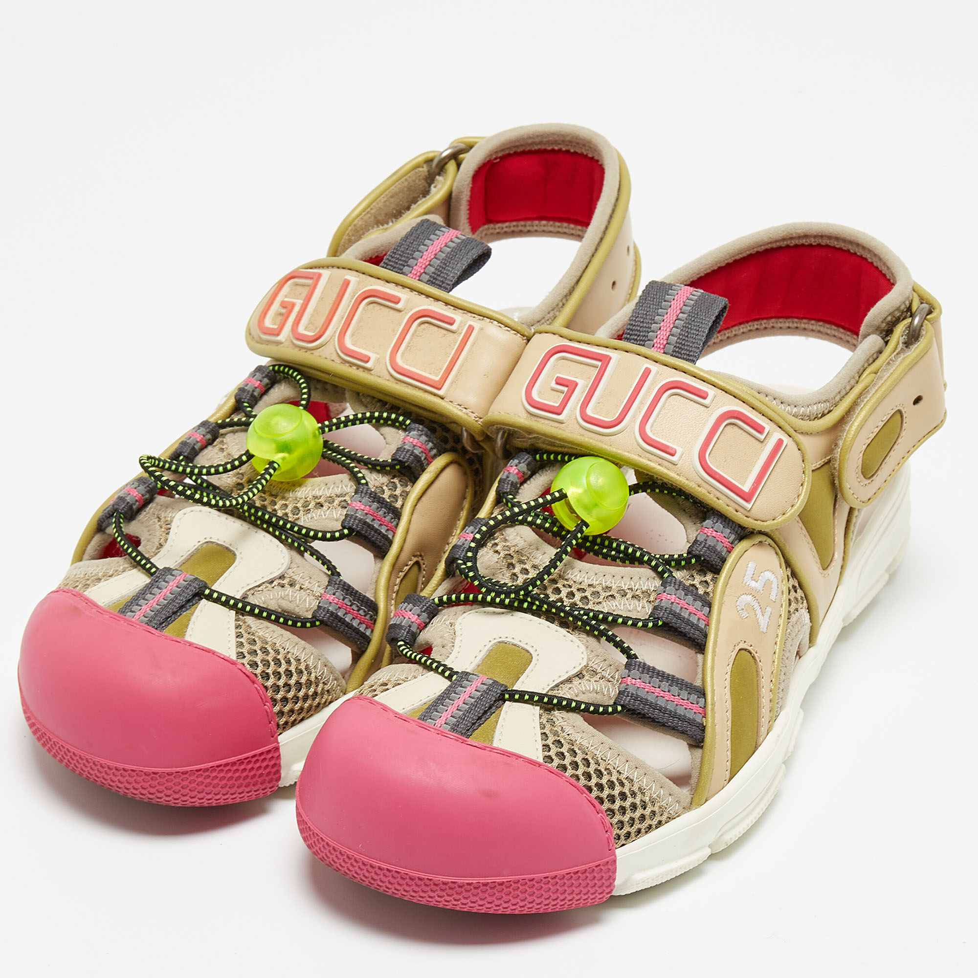 

Gucci Multicolor Leather and Mesh Tinsel Sandals Size