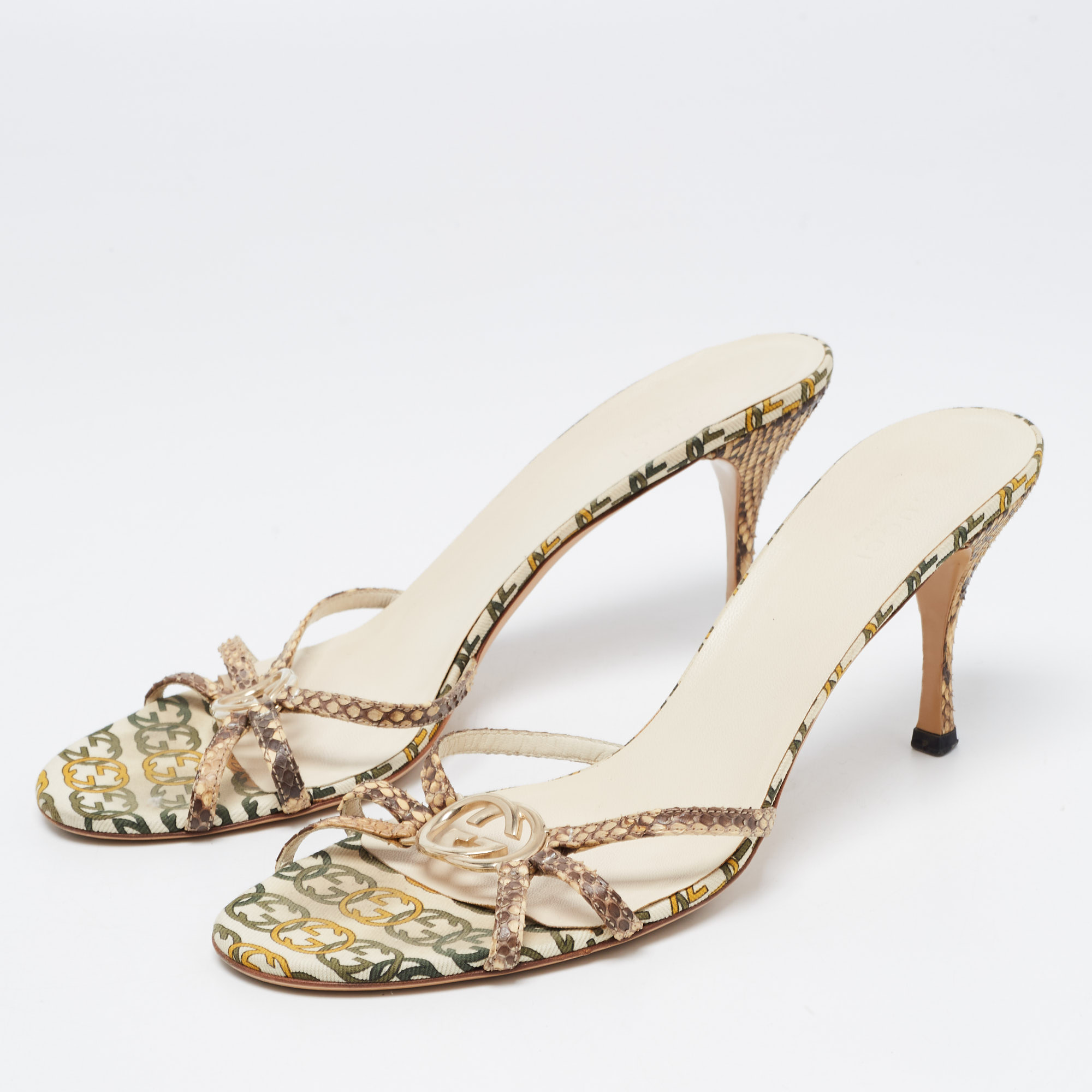 

Gucci Brown Python Leather GG Strappy Sandals Size