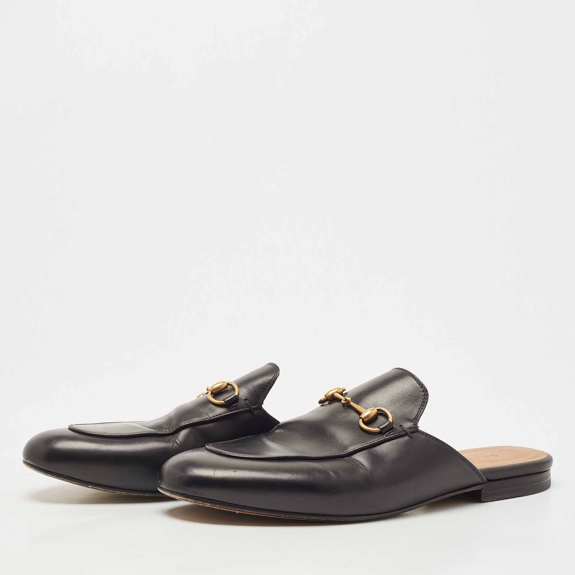

Gucci Black Leather Princetown Mules Size