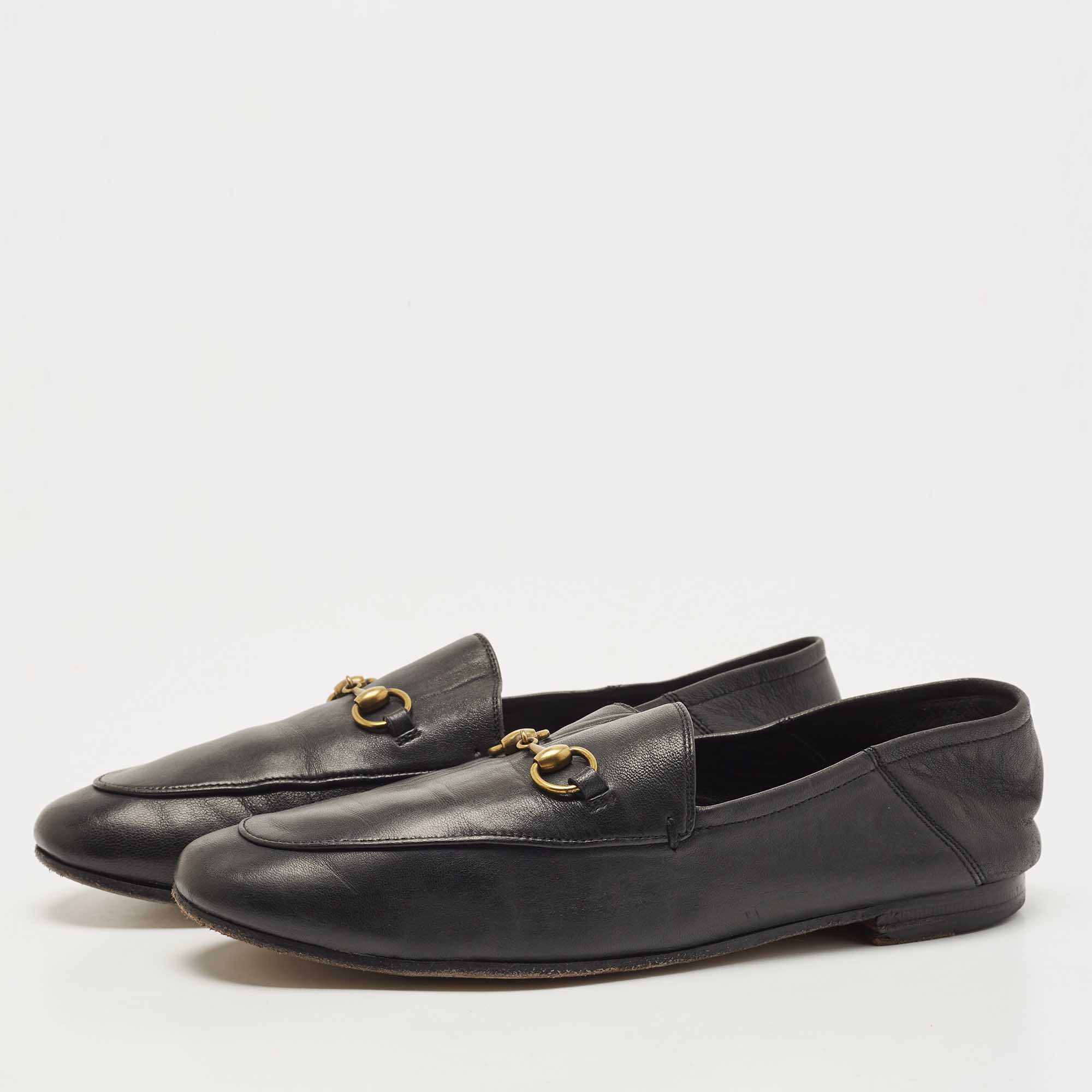 

Gucci Black Leather Horsebit Brixton Loafers Size