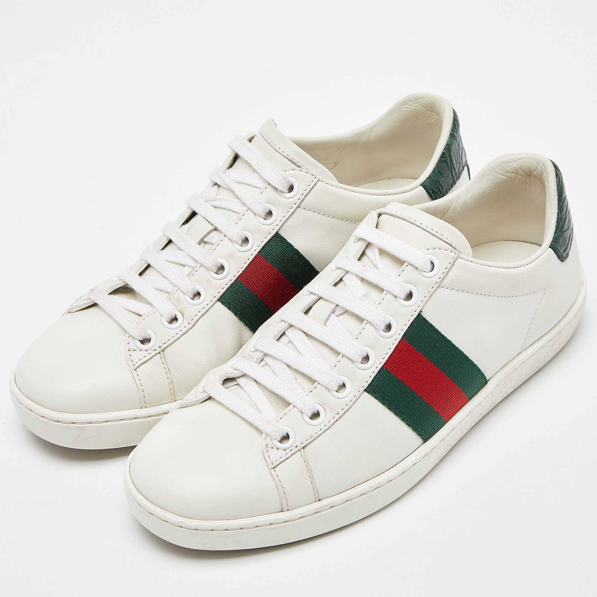 

Gucci White Leather Ace Sneakers Size
