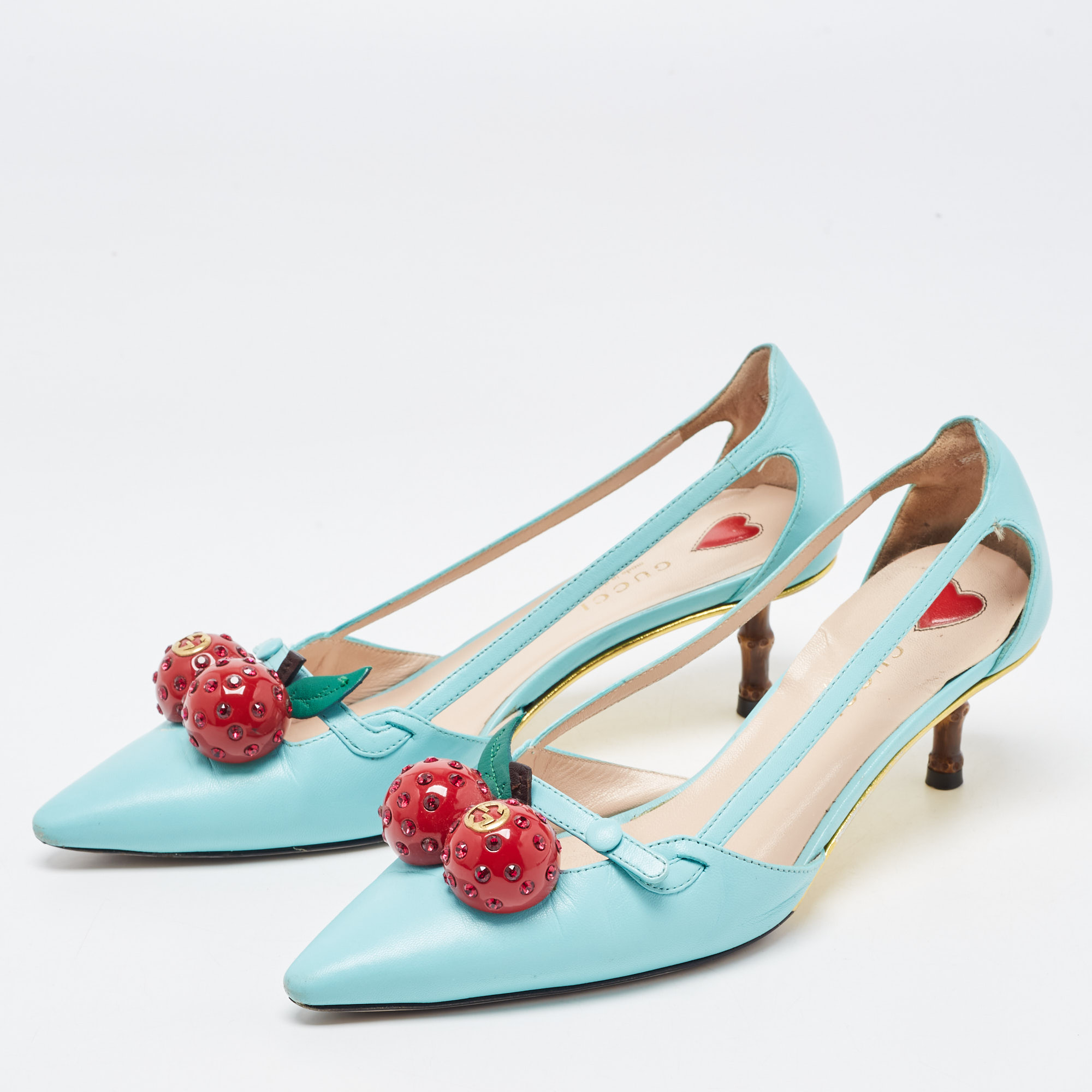 

Gucci Blue Leather Unia Pointed Toe Pumps Size