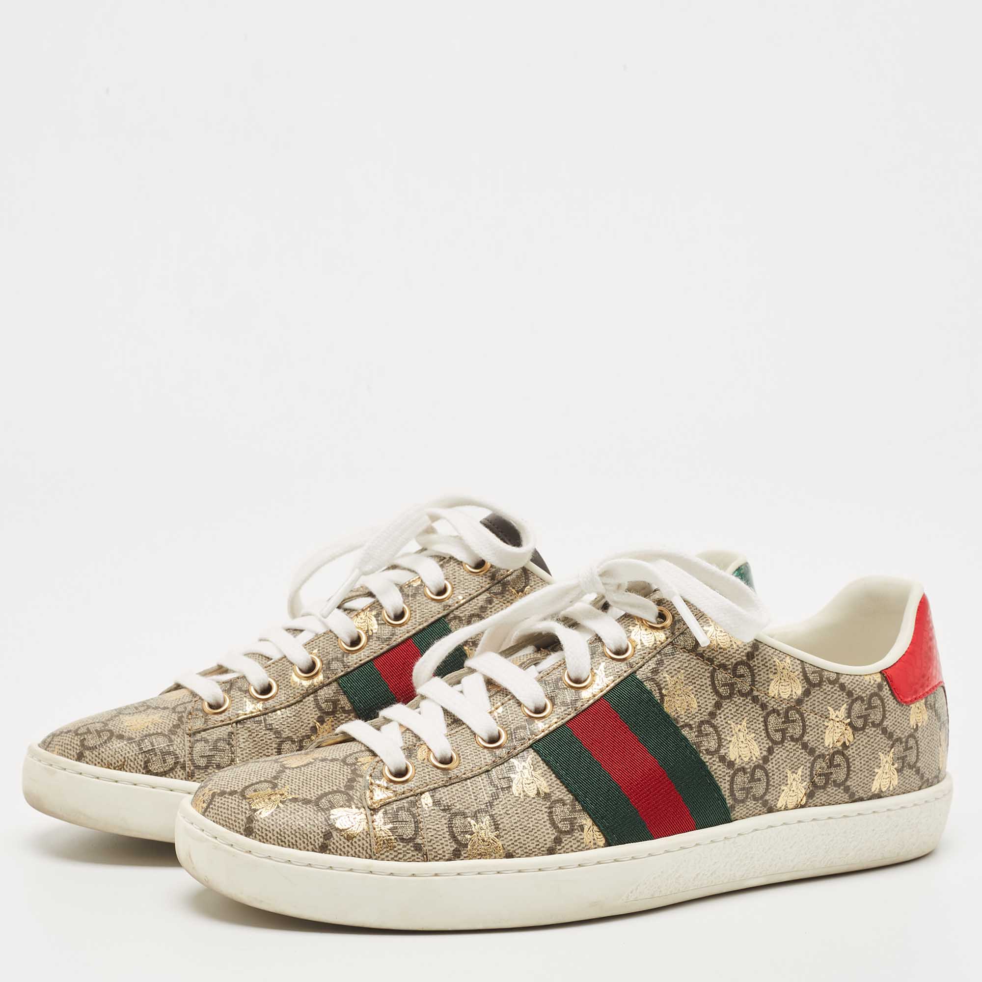 

Gucci Grey GG Canvas Ace Low Top Sneakers Size