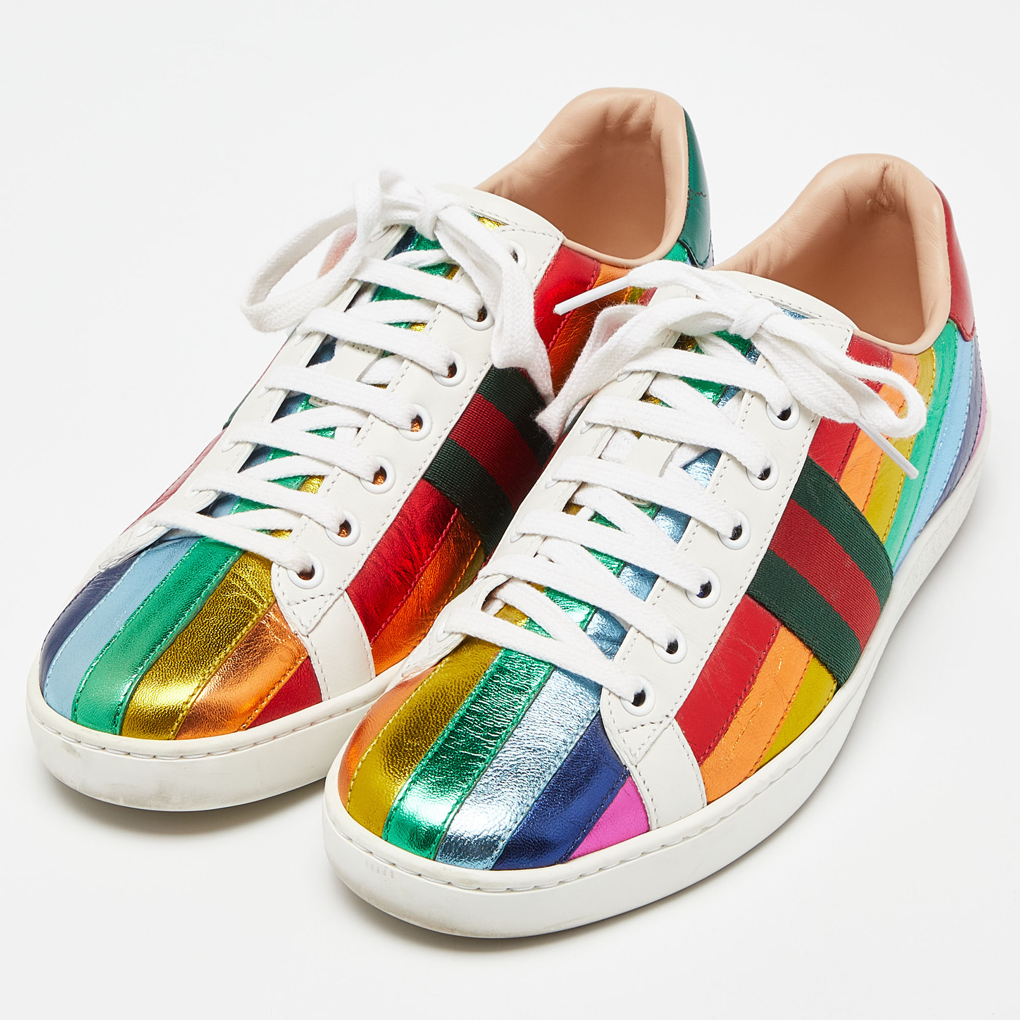 

Gucci Multicolor Leather Ace Rainbow Sneakers Size