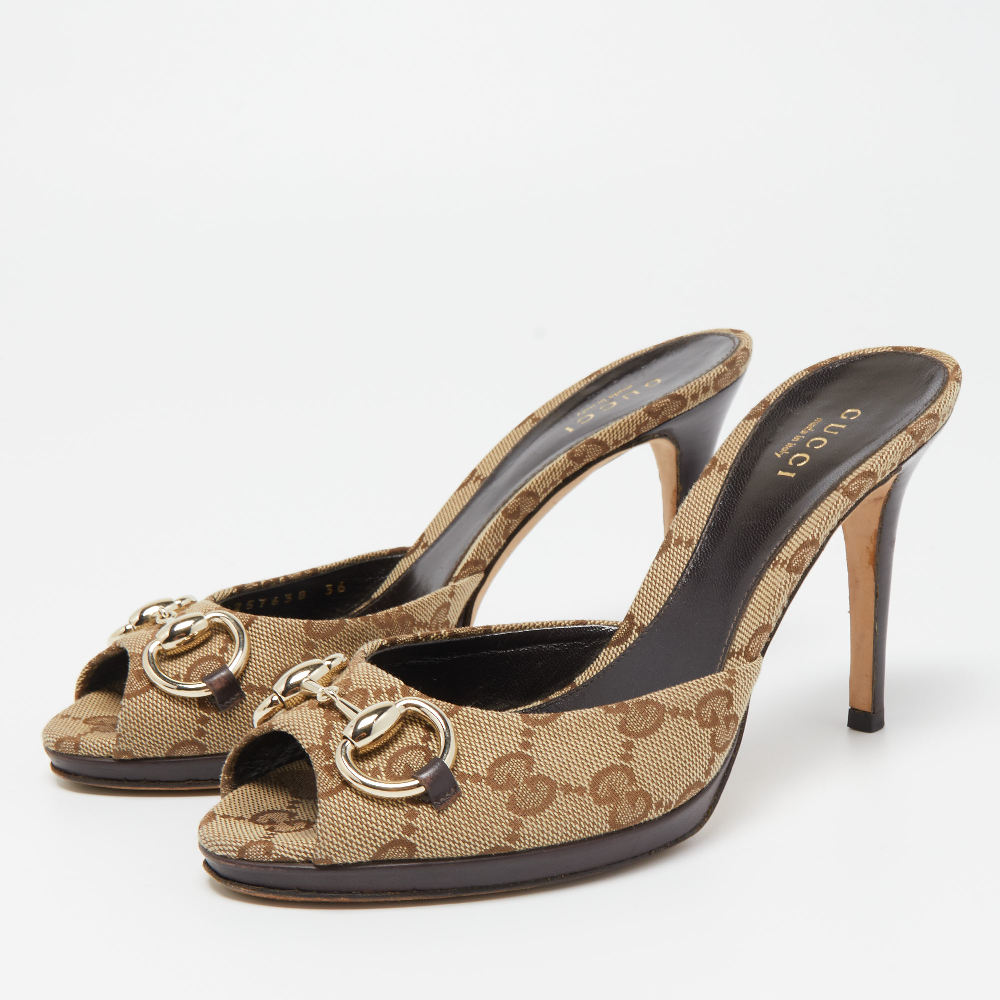 

Gucci Brown GG Canvas Hollywood Sandals Size, Beige