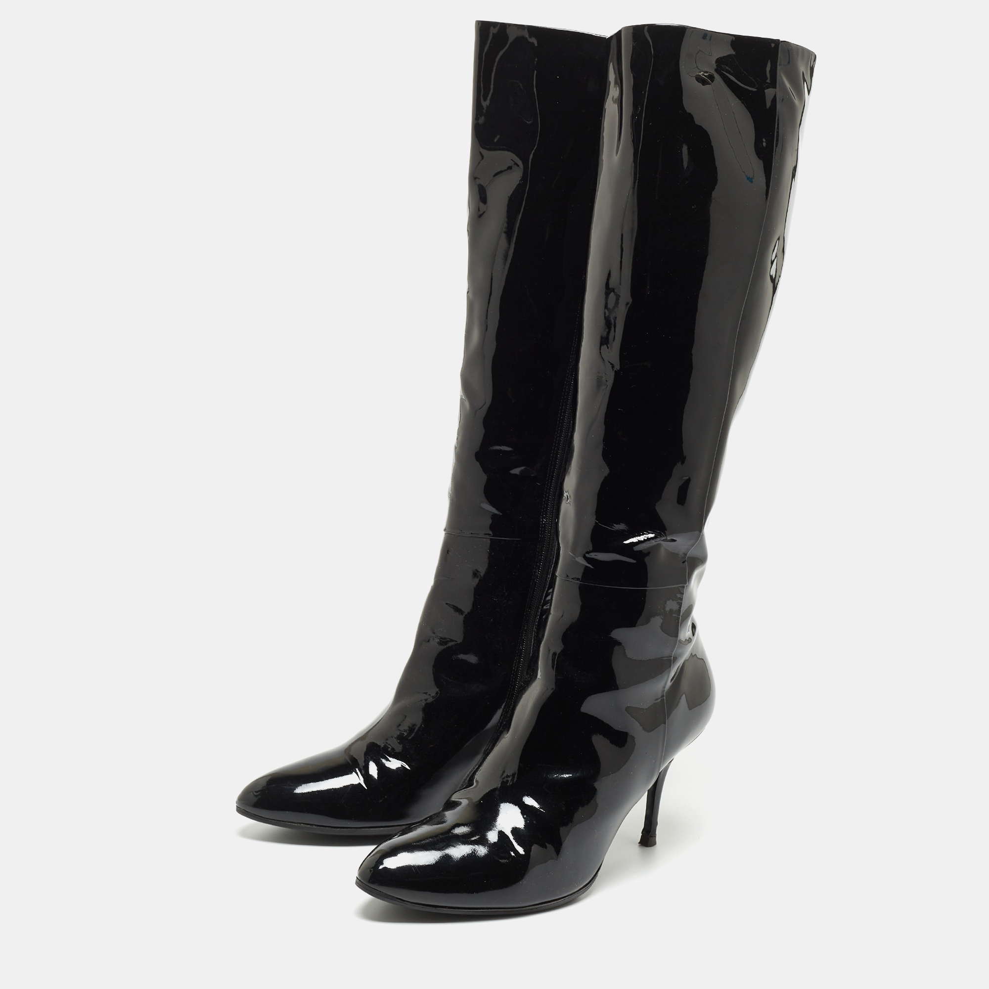 

Gucci Black Patent Knee Length Boots Size