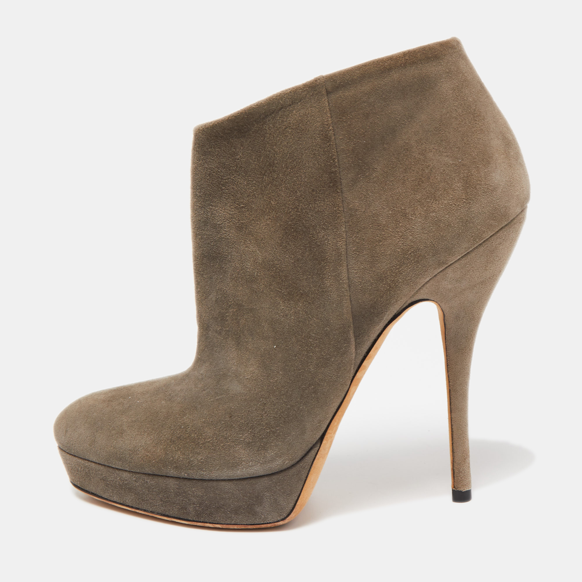 

Gucci Grey Suede Platform Ankle Booties Size
