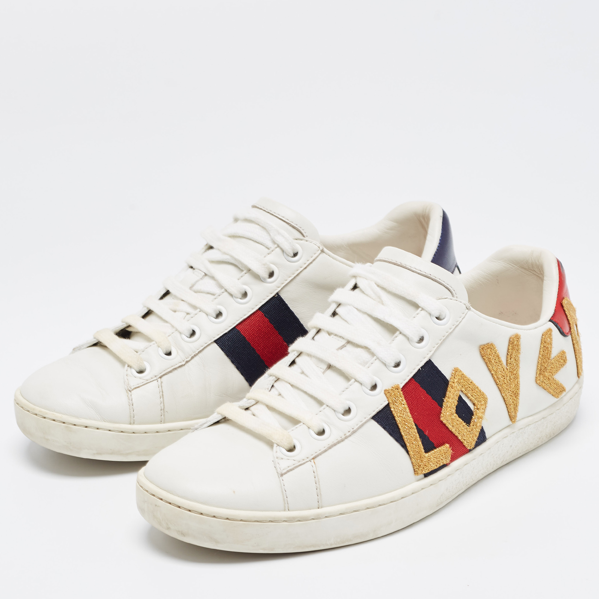 

Gucci White Leather Loved Ace Low Top Sneakers Size
