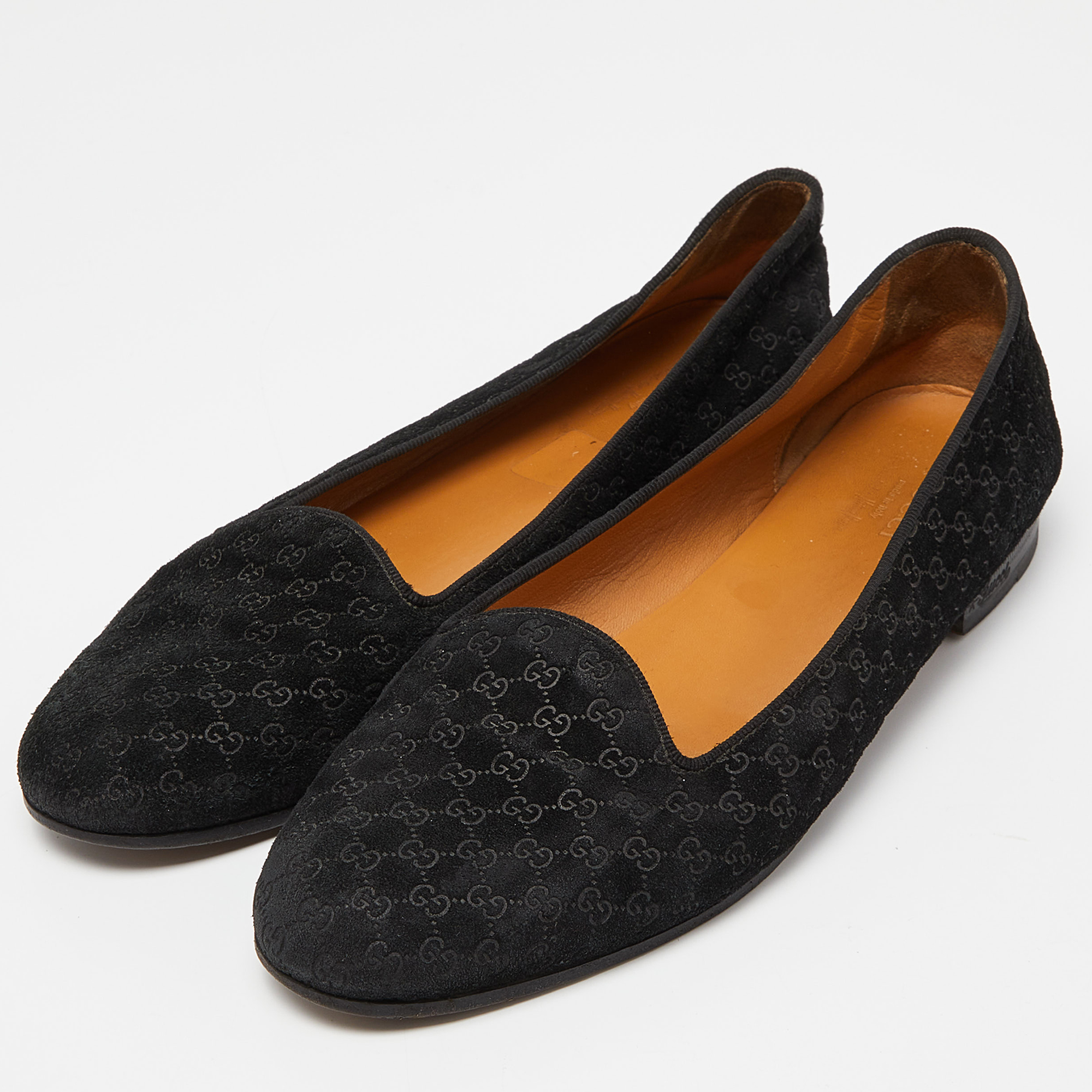 

Gucci Black Microguccissima Suede Smoking Slippers Size