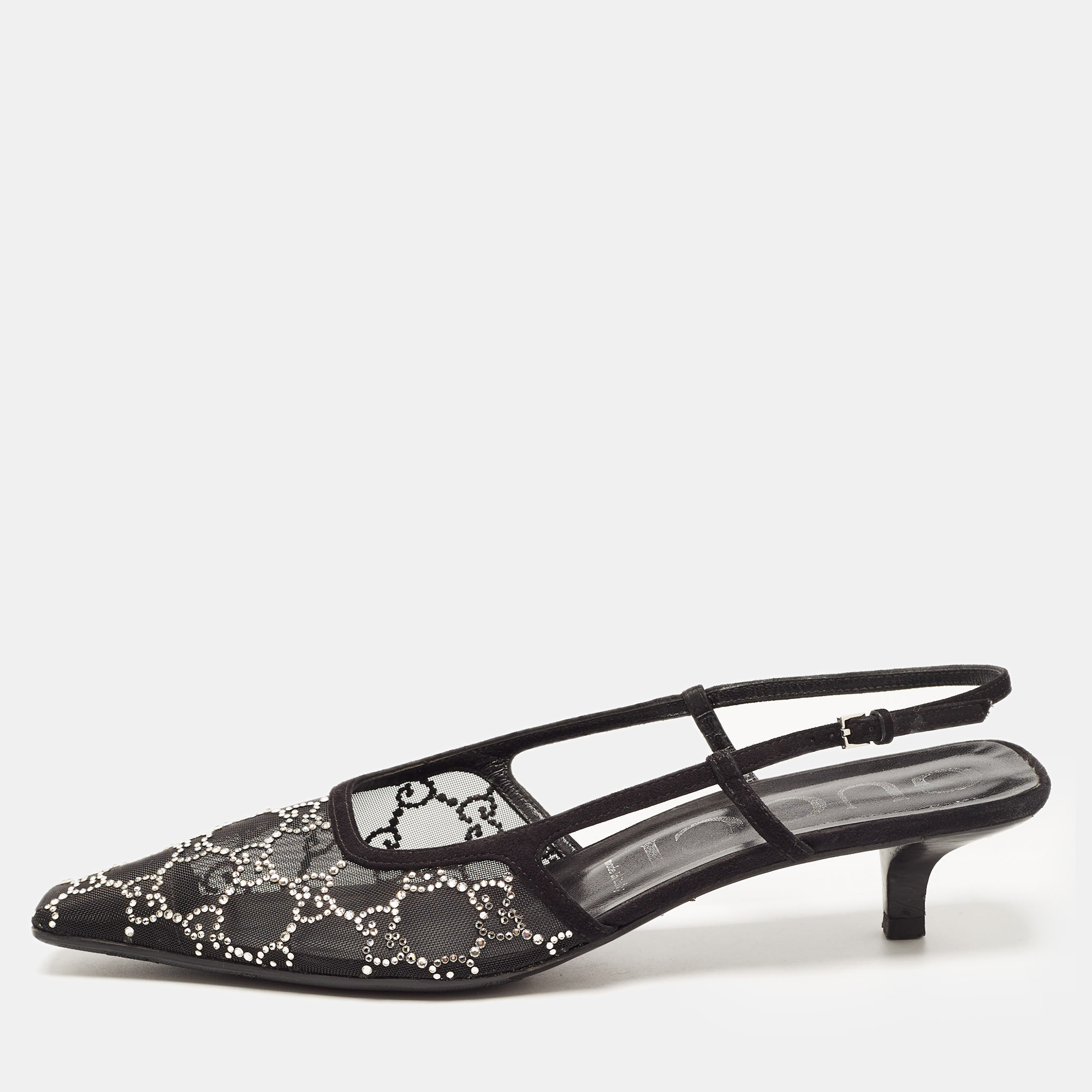 Gucci Tricolor Leather and Canvas Rimini Slingback Sandals Size 41.5