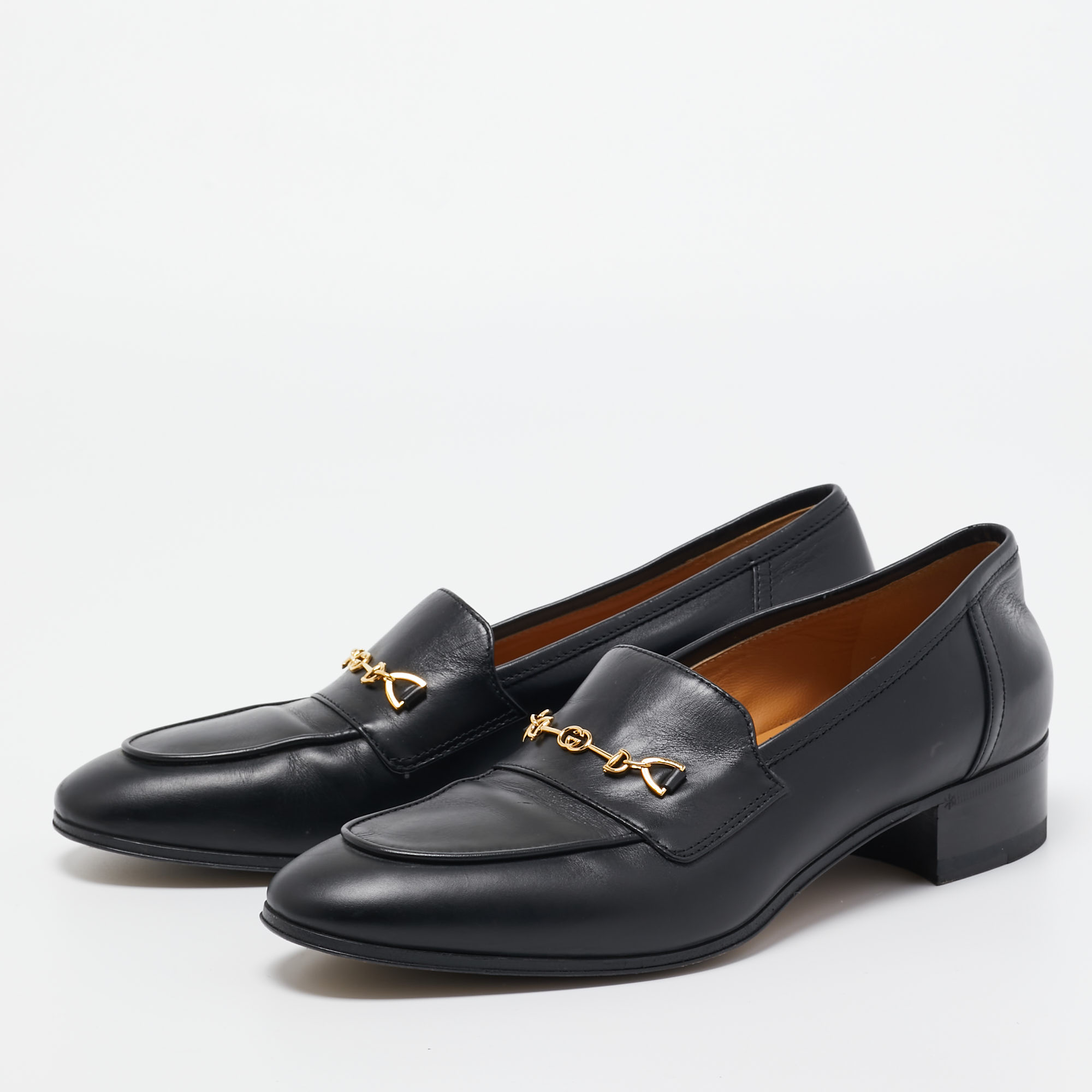 

Gucci Black Leather Horsebit Loafers Size