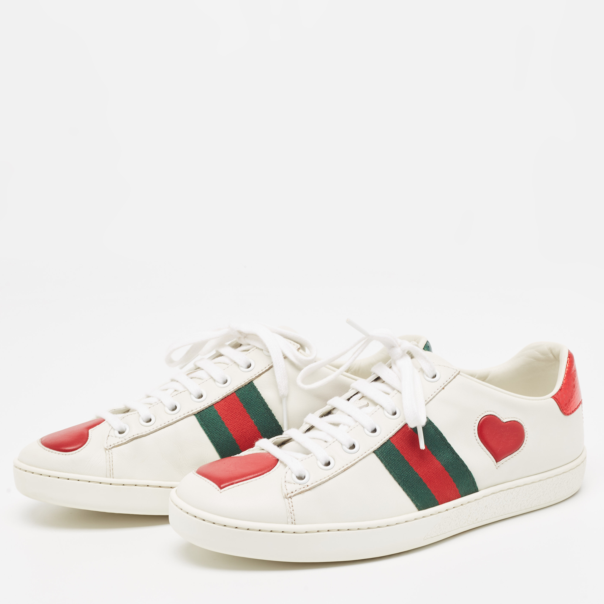 

Gucci White Leather Ace Low Top Sneakers Size