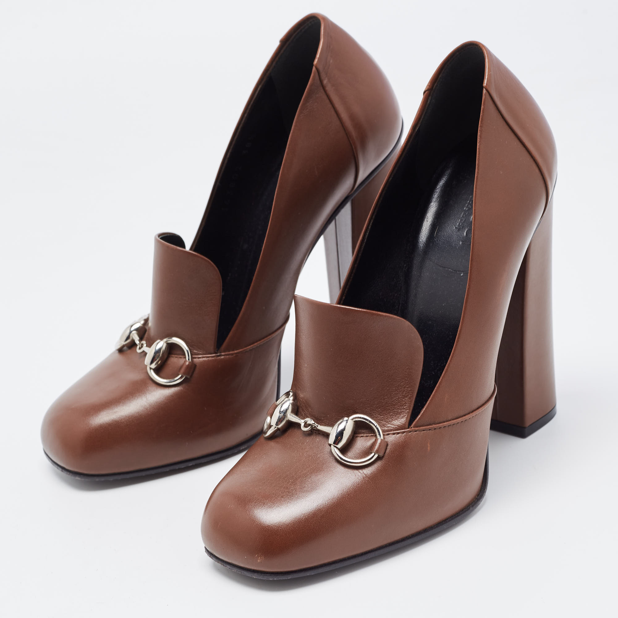 

Gucci Brown Leather Loafer Pumps Size