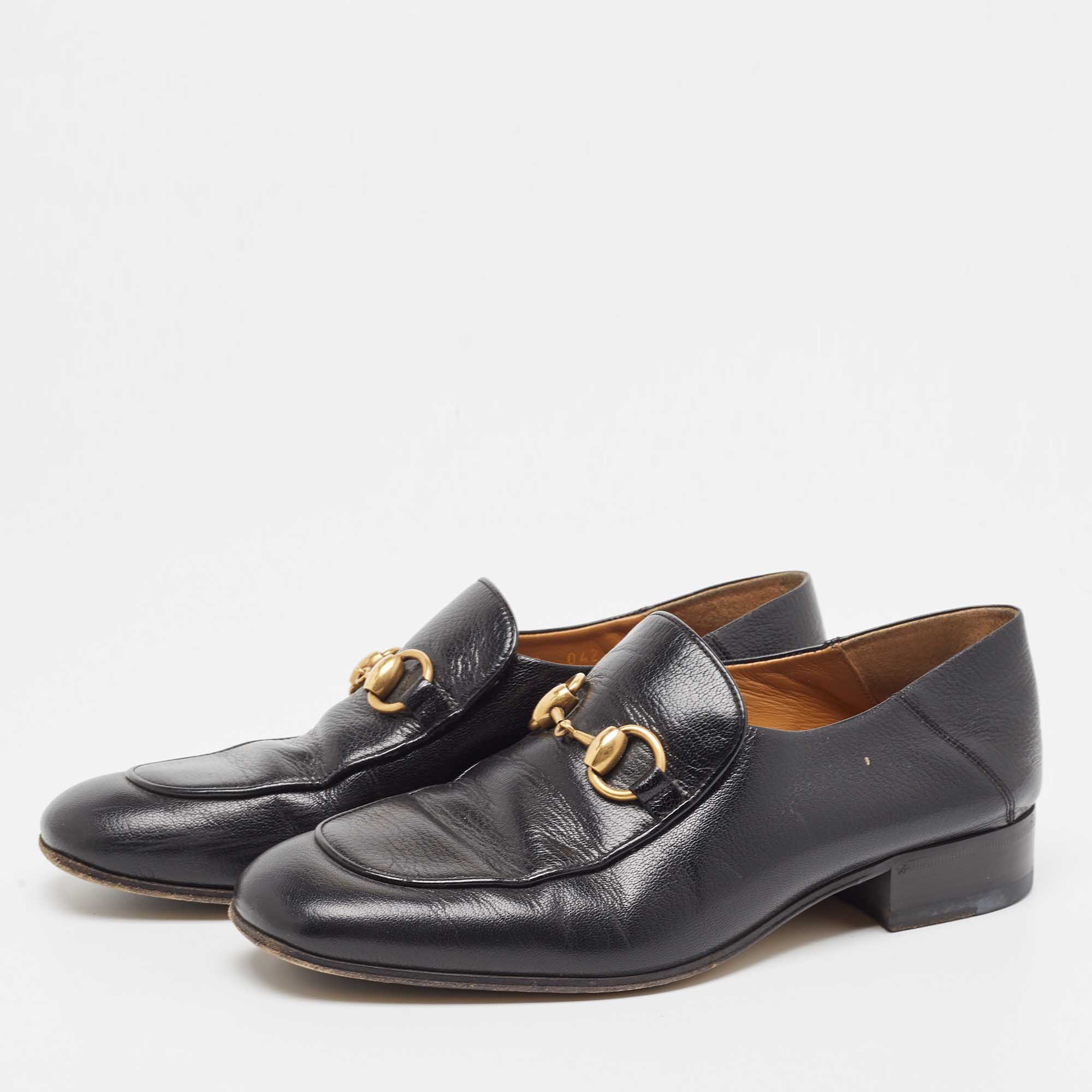 

Gucci Black Leather Horsebit Loafers Size