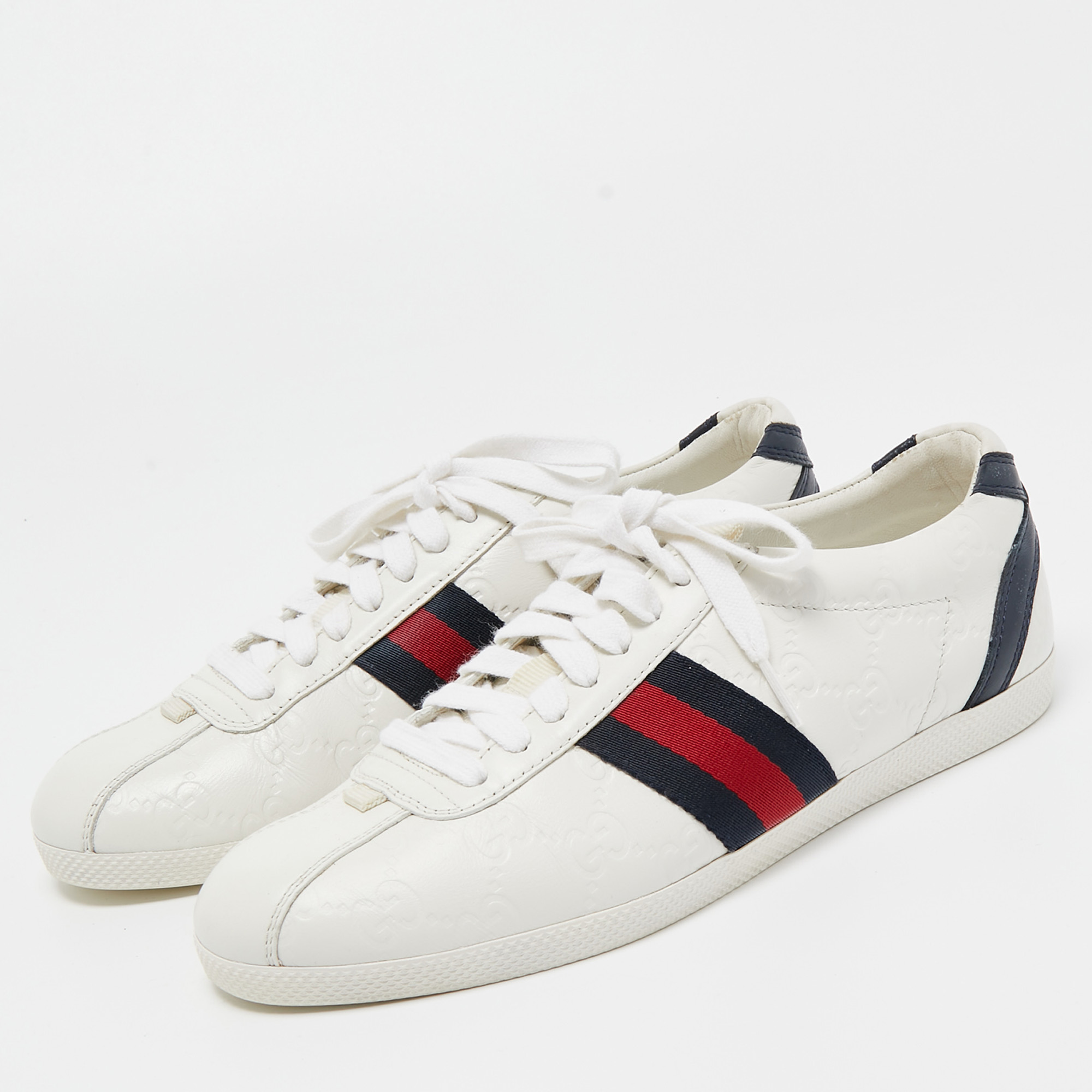 

Gucci White Leather Web Ace Low Top Sneakers Size