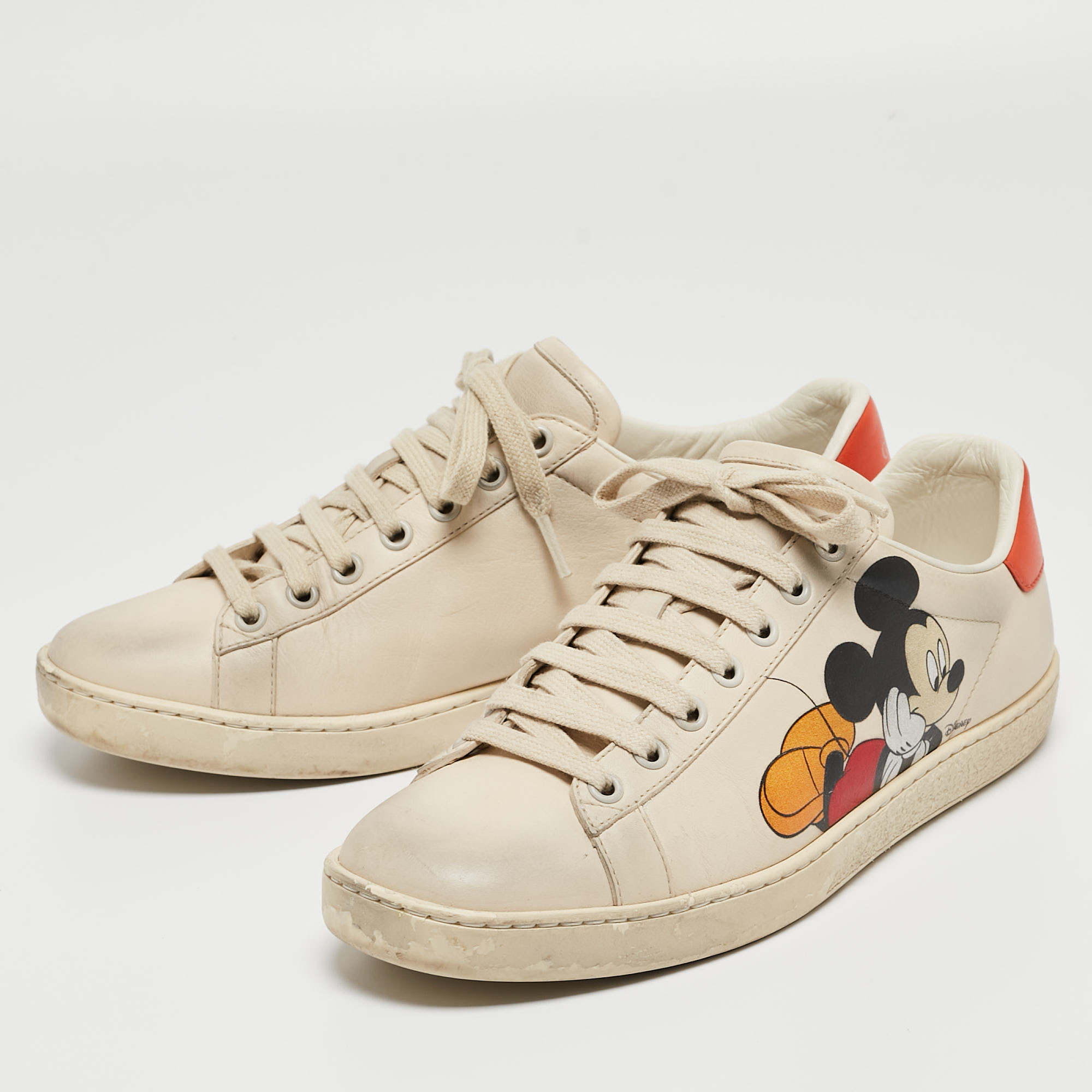 

Gucci Cream Leather Ace Low Top Sneakers Size