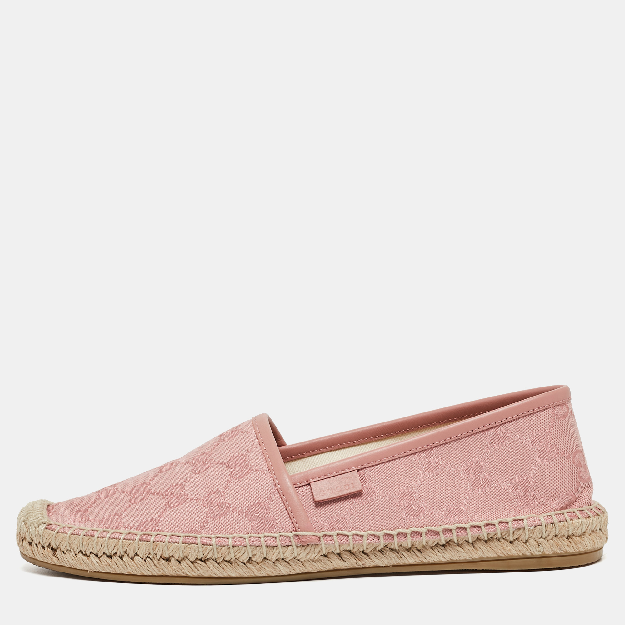 

Gucci Pink GG Canvas and Leather Espadrille Flats Size