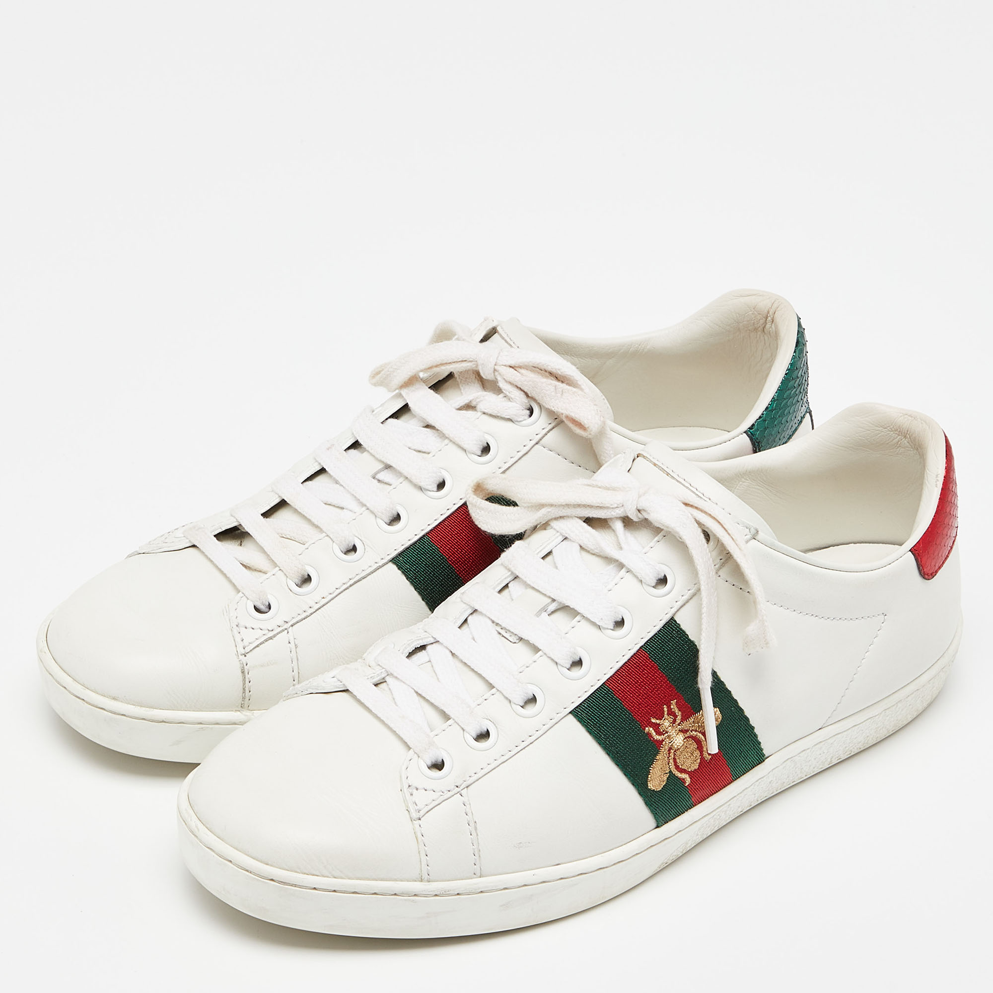 

Gucci White Leather Ace Low Top Sneakers Size