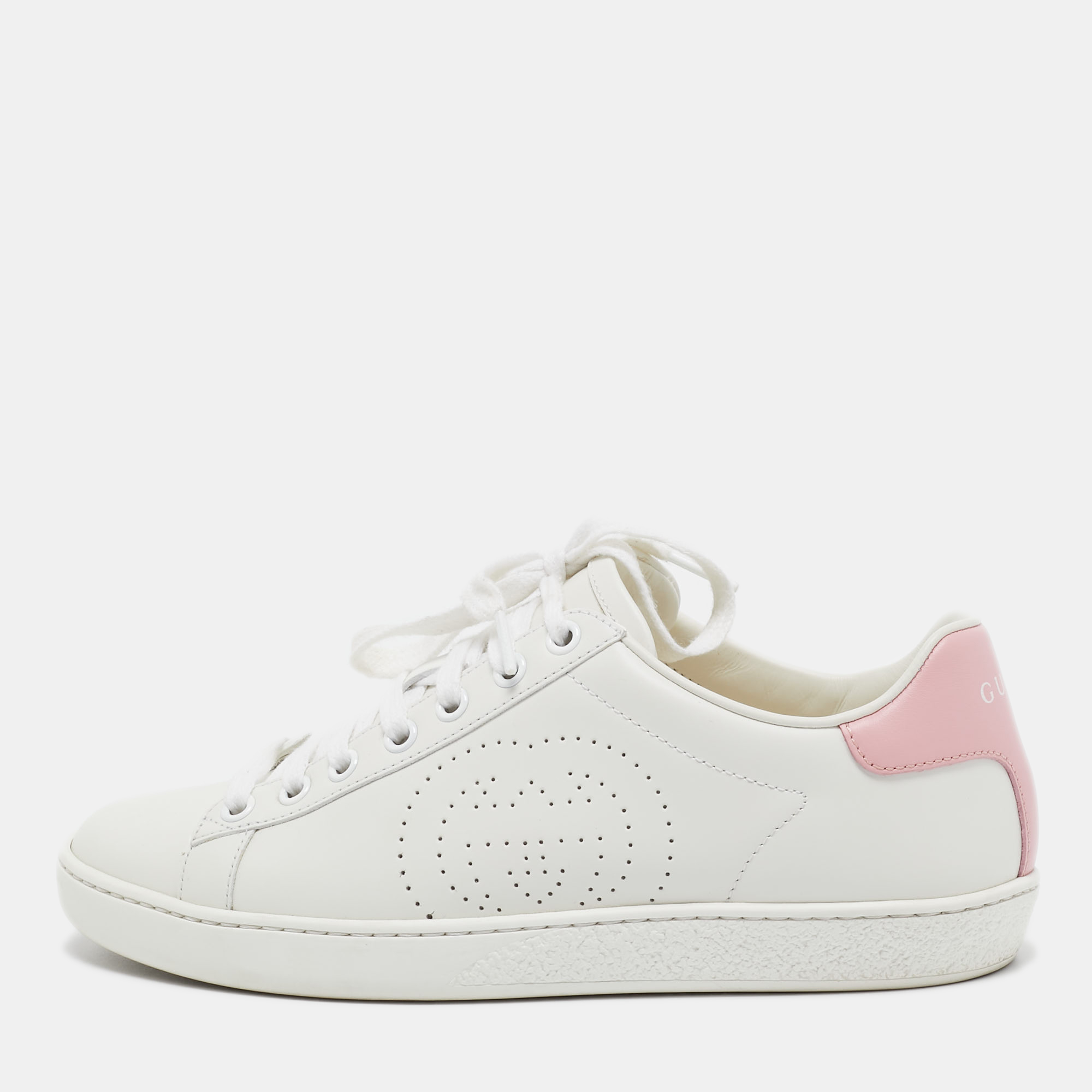 Pre-owned Gucci White Leather Ace Low Top Sneakers Size 36