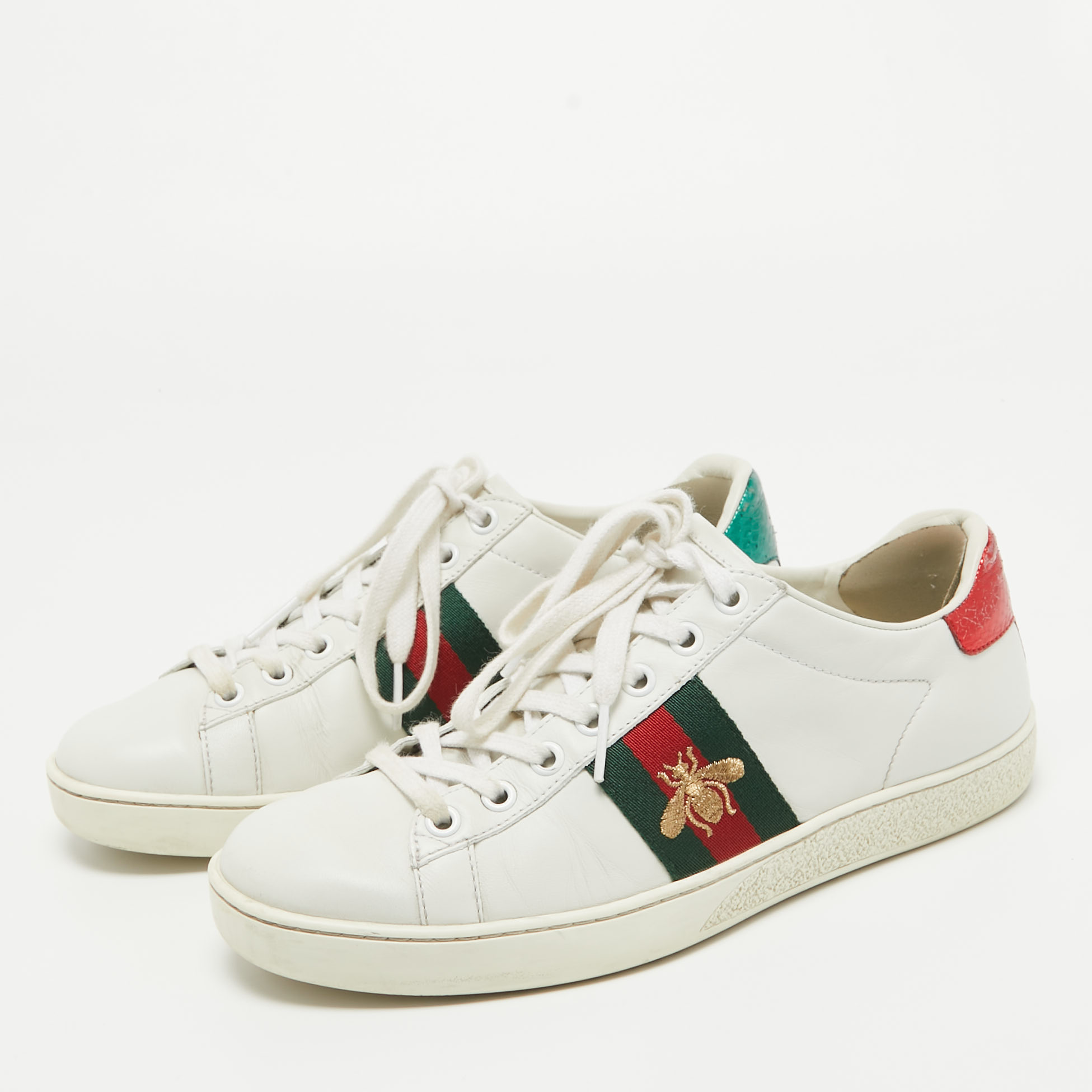 

Gucci White Leather Ace Low Top Sneakers Size
