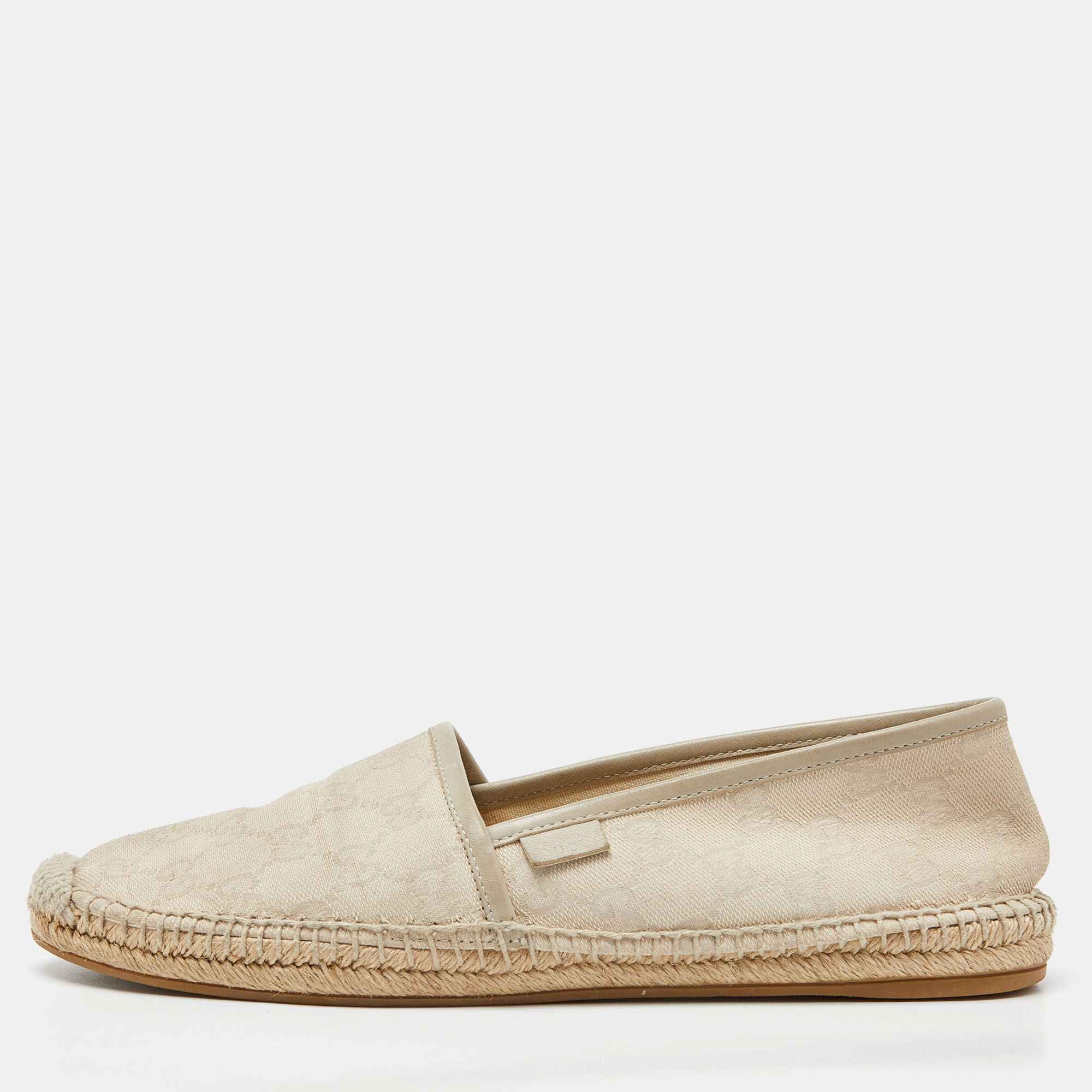

Gucci Beige GG Canvas and Leather Espadrille Flats Size