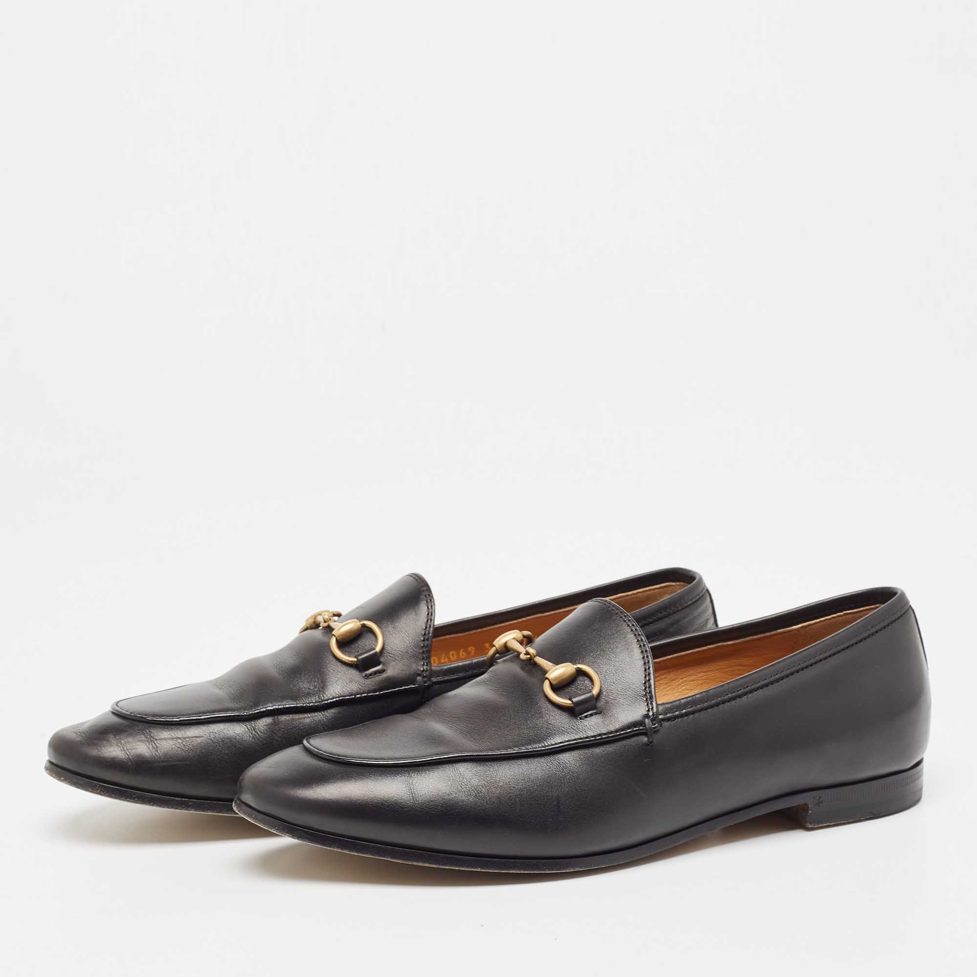 

Gucci Black Leather Jordaan Loafers Size