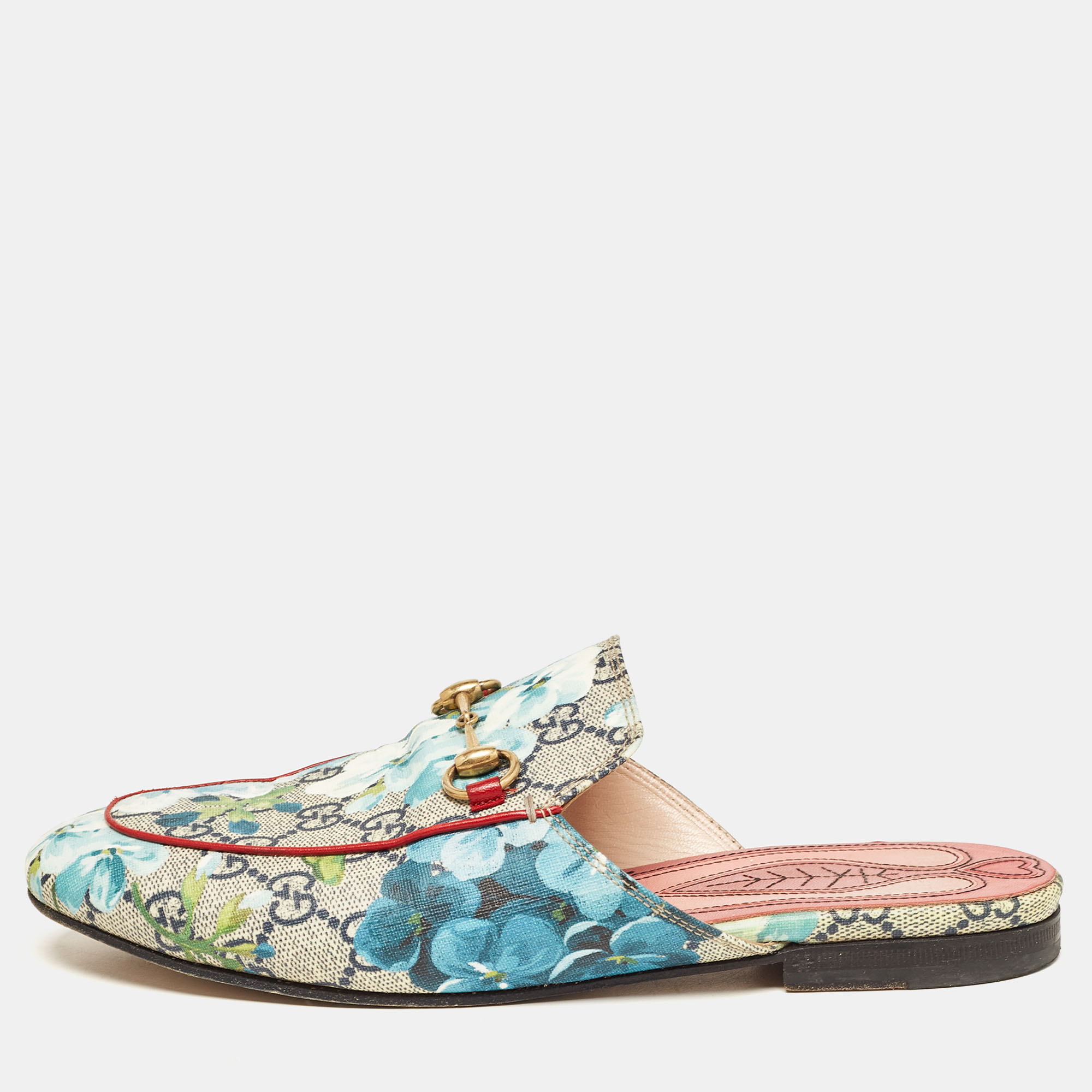 

Gucci Multicolor GG Floral Coated Canvas Princetown Horsebit Mules Size