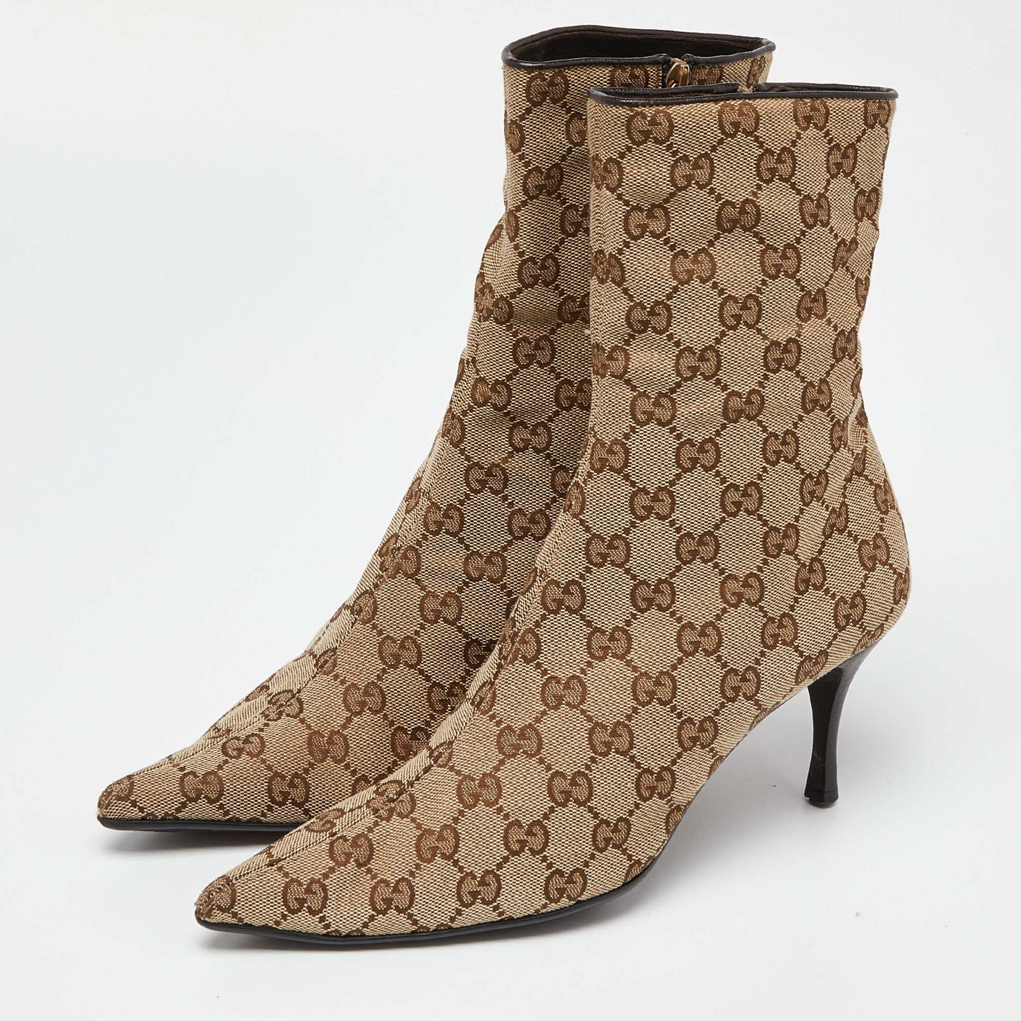 

Gucci Beige/Brown GG Canvas Ankle Booties Size