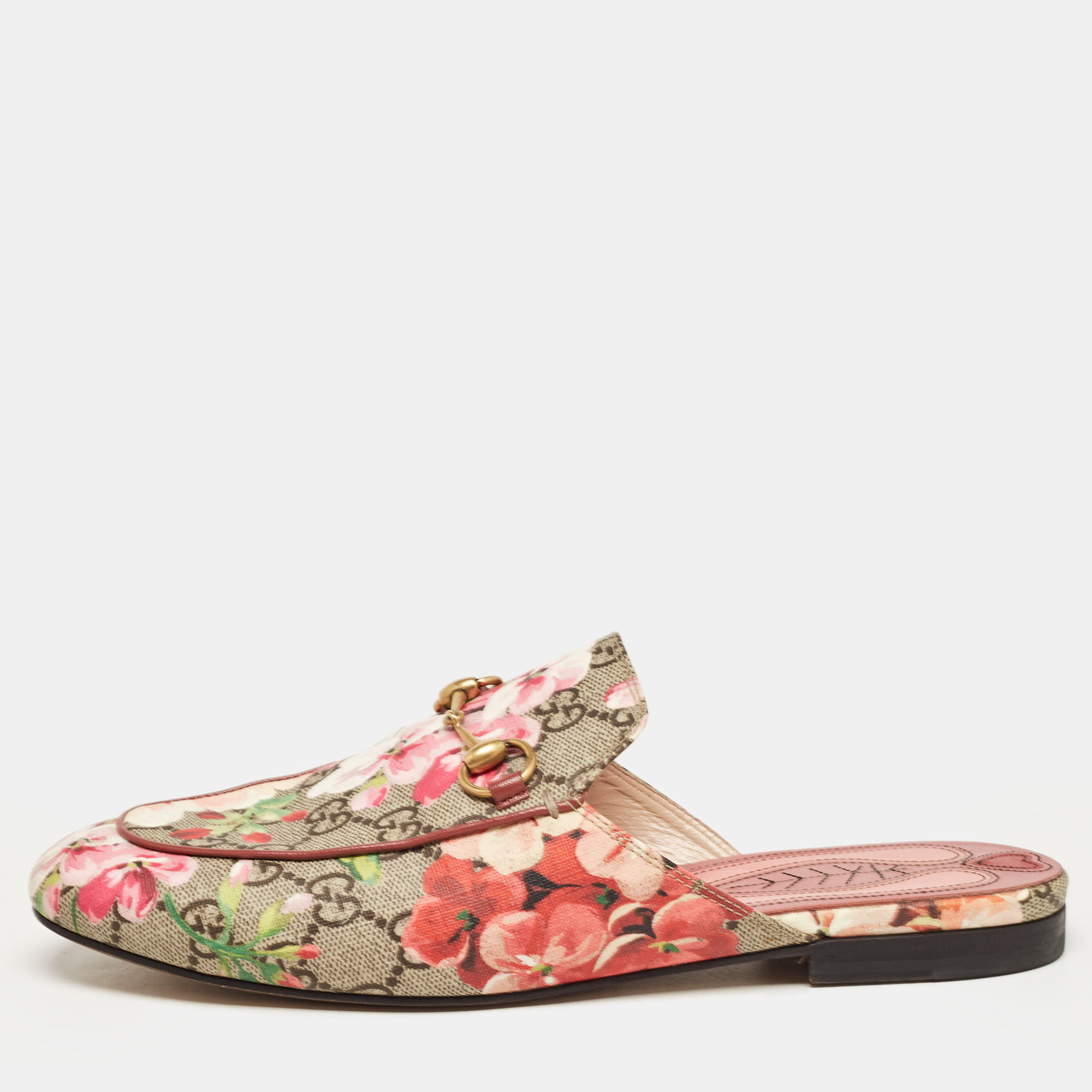 

Gucci Multicolor GG Canvas Blooms Printed Princetown Mules Size