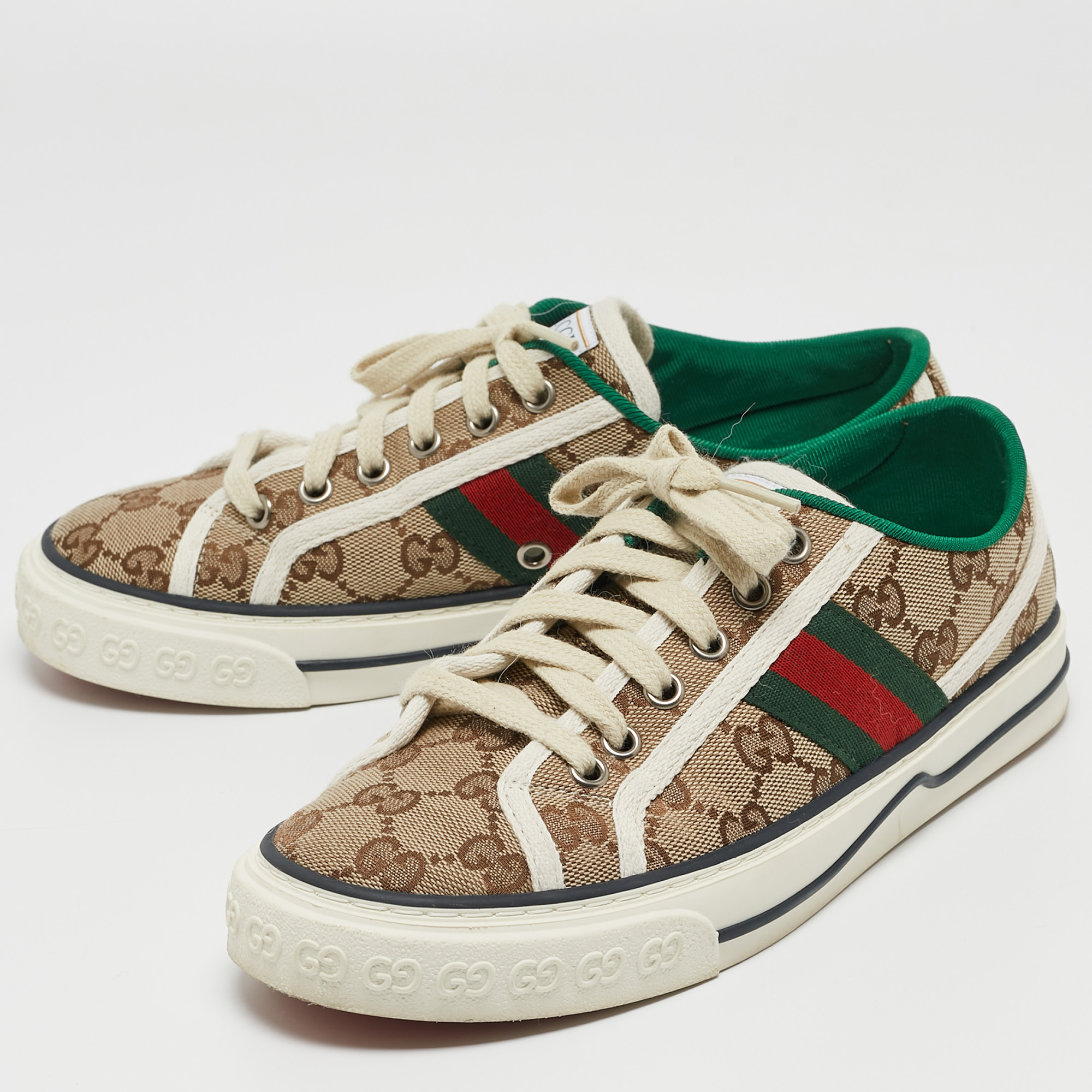 

Gucci Beige/Ebony GG Canvas Tennis 1977 Sneakers Size
