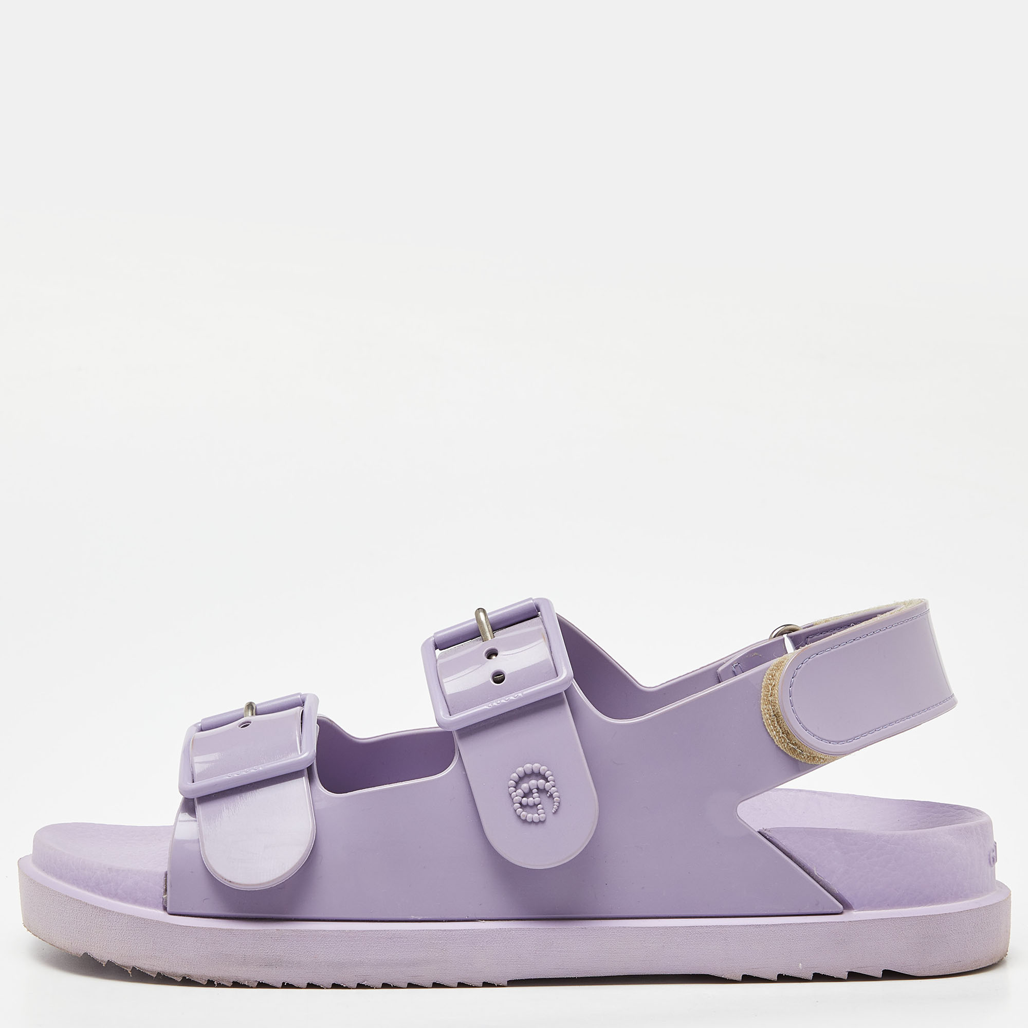 

Gucci Purple Jelly Slingback Buckle Sandals Size