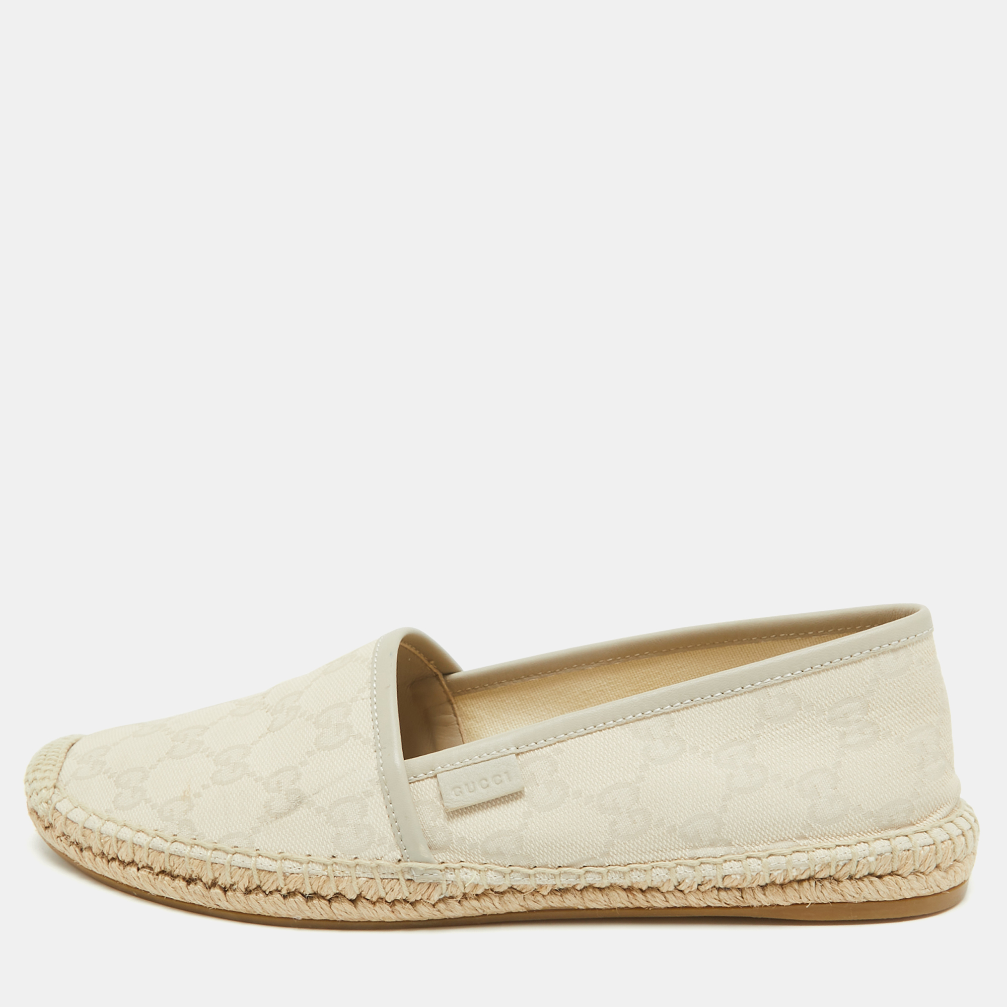 

Gucci Two Tone GG Canvas Espadrilles Flats Size, Cream