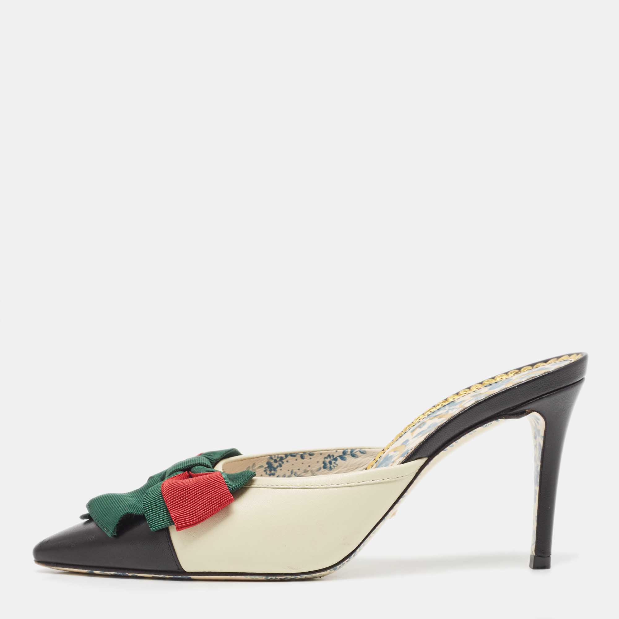 

Gucci Tri Color Leather Sackville Web Bow Mule Sandals Size, Multicolor