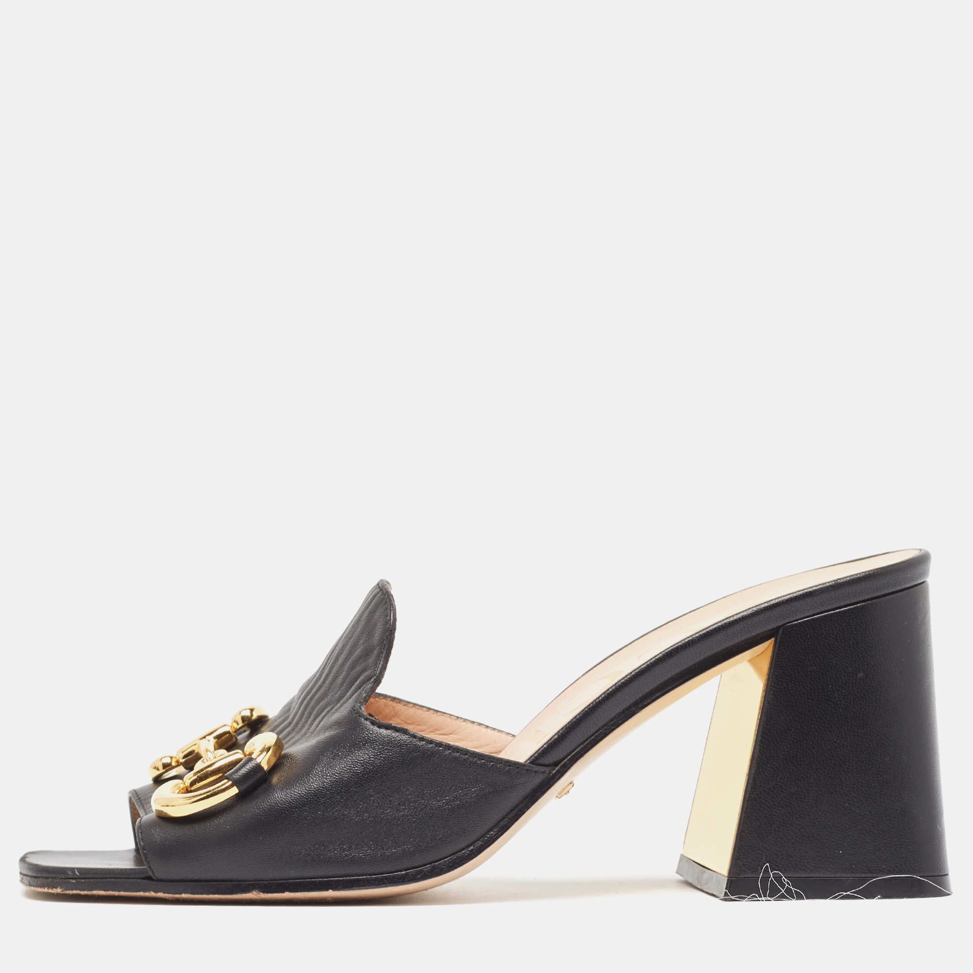 

Gucci Back Leather Horsebit Slide Sandals Size, Black