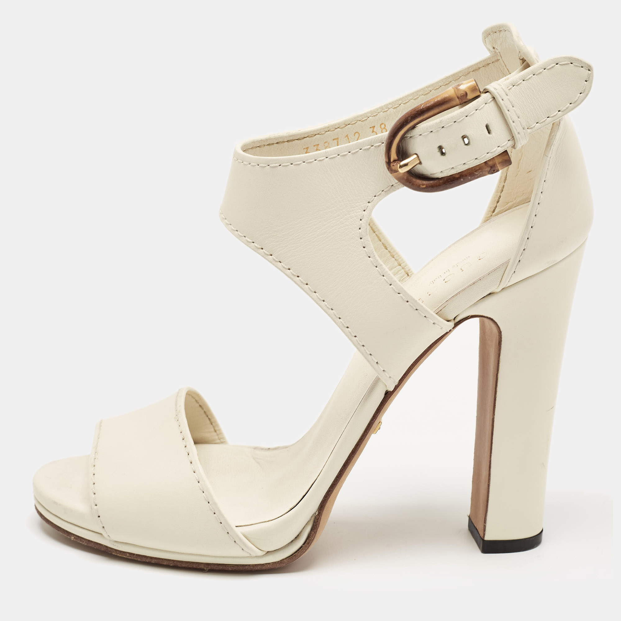 

Gucci Off White Leather Ankle Strap Sandals Size