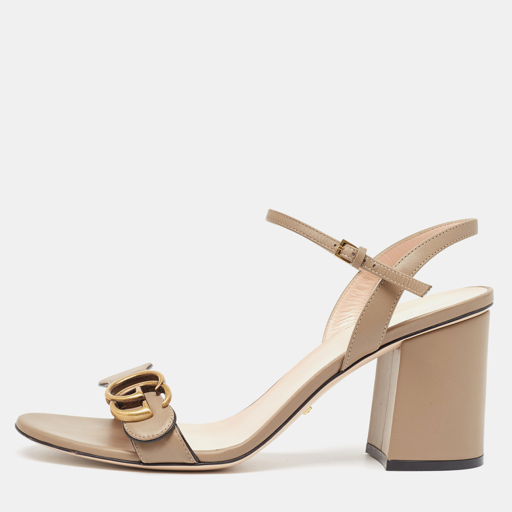 

Gucci Beige Leather GG Marmont Sandals Size