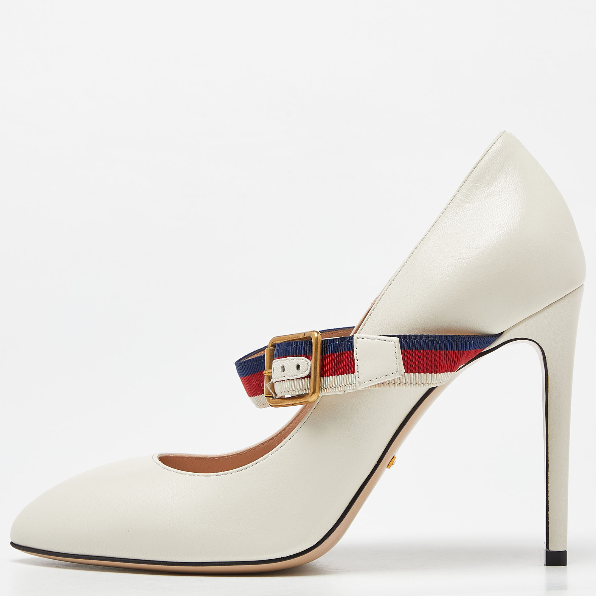 

Gucci Cream Leather Sylvie Mary Jane Pumps Size