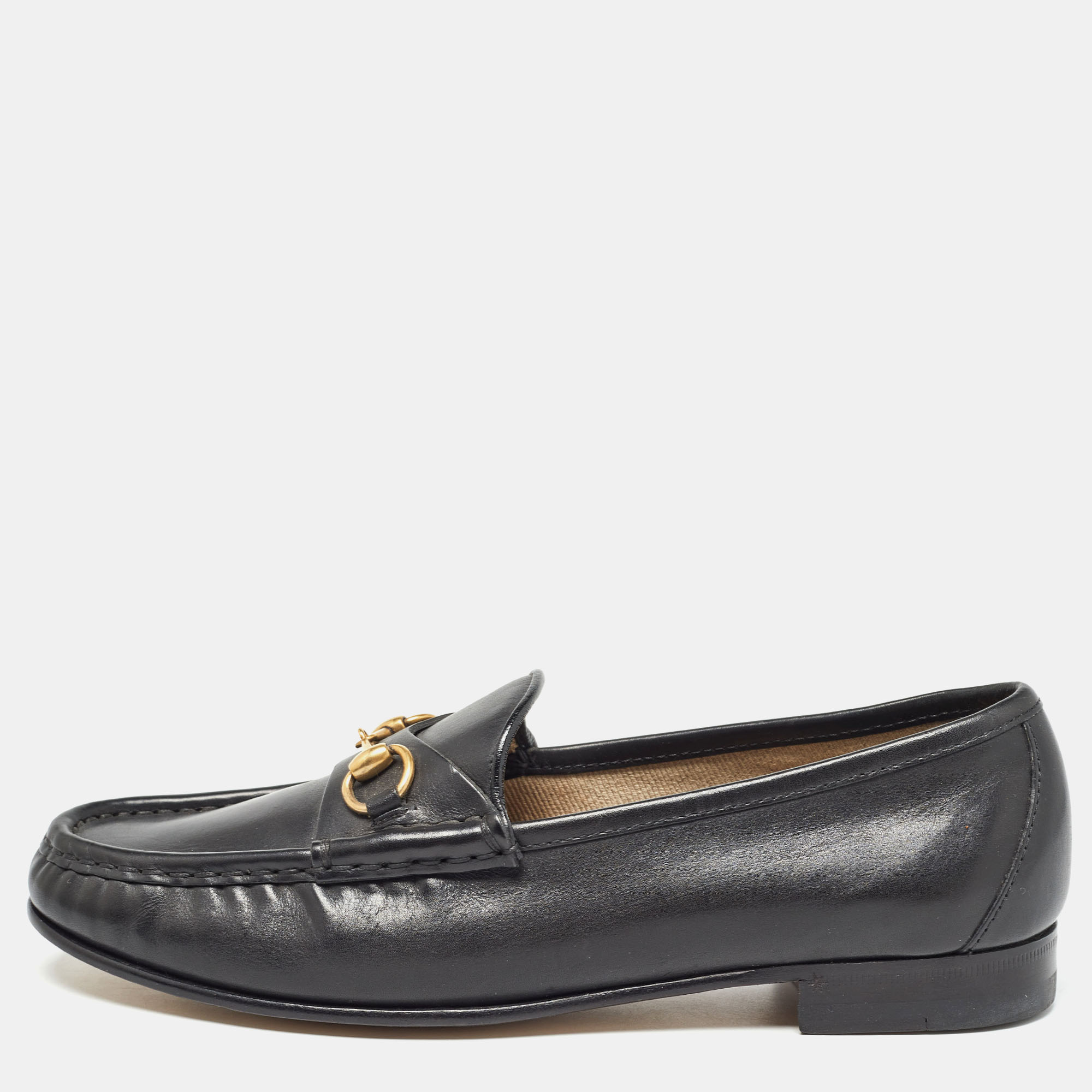 

Gucci Black Leather Horsebit 1953 Slip On Loafers Size
