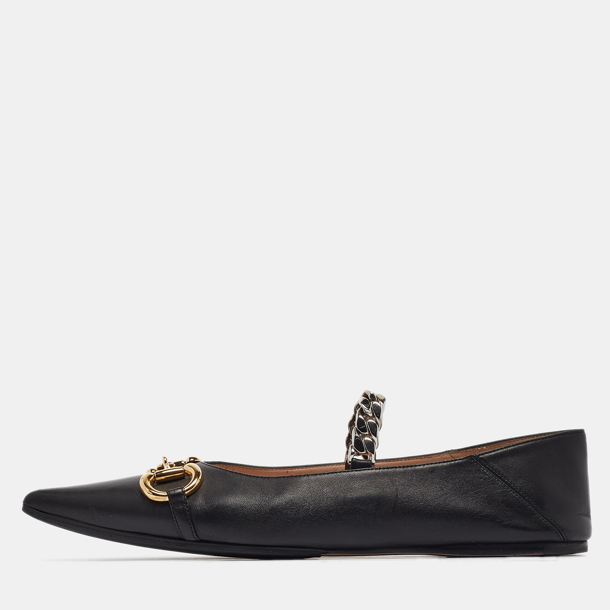 

Gucci Black Leather Horsebit Collapsable Ballet Flats Size