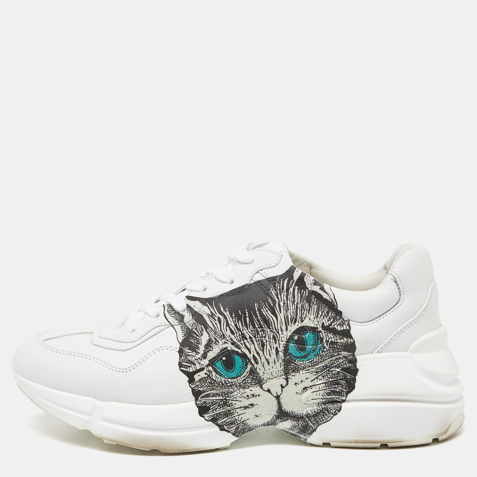 

Gucci White Leather Mystic Cat Rhyton Low Top Sneakers Size