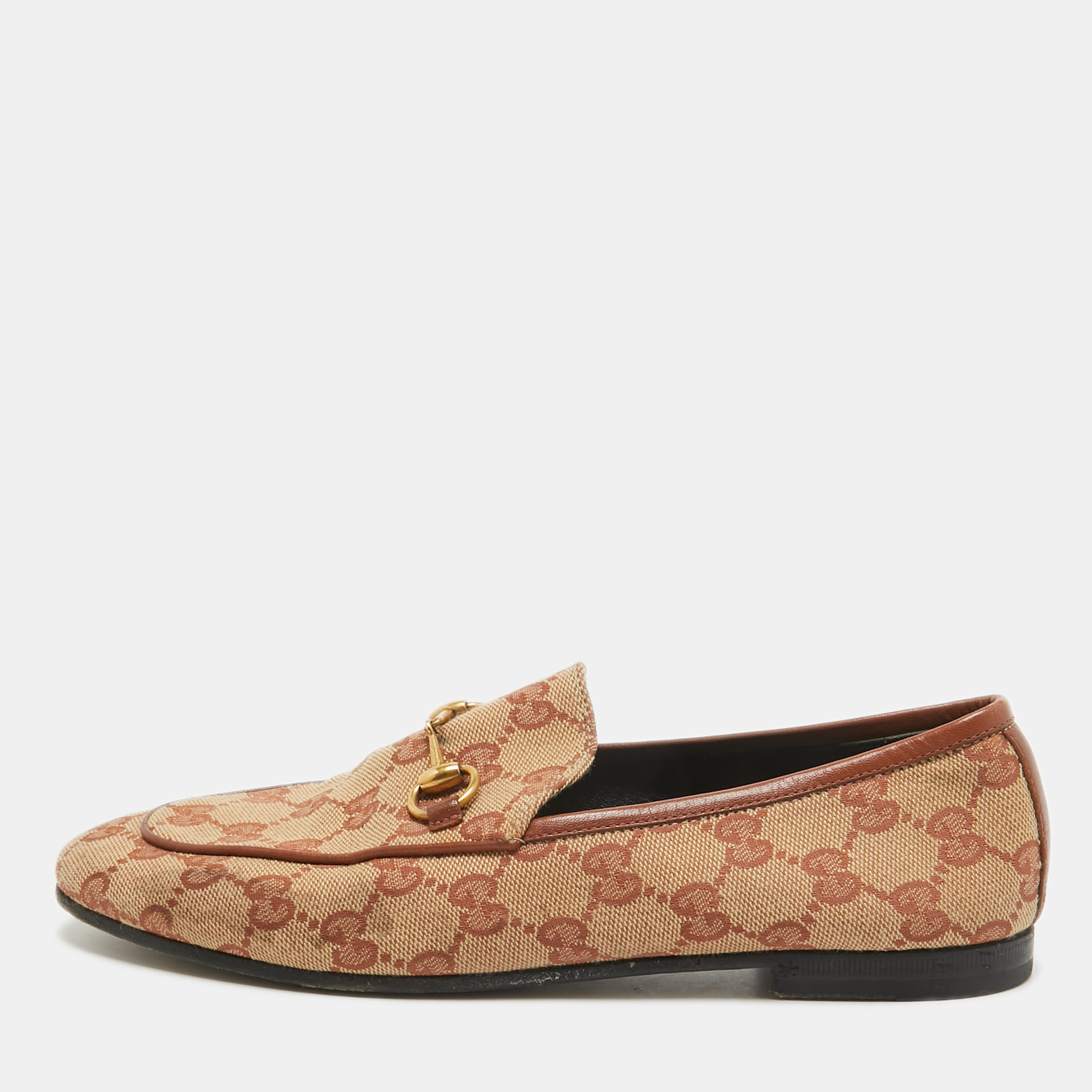 

Gucci Beige/Brown GG Canvas Jordaan Loafers Size