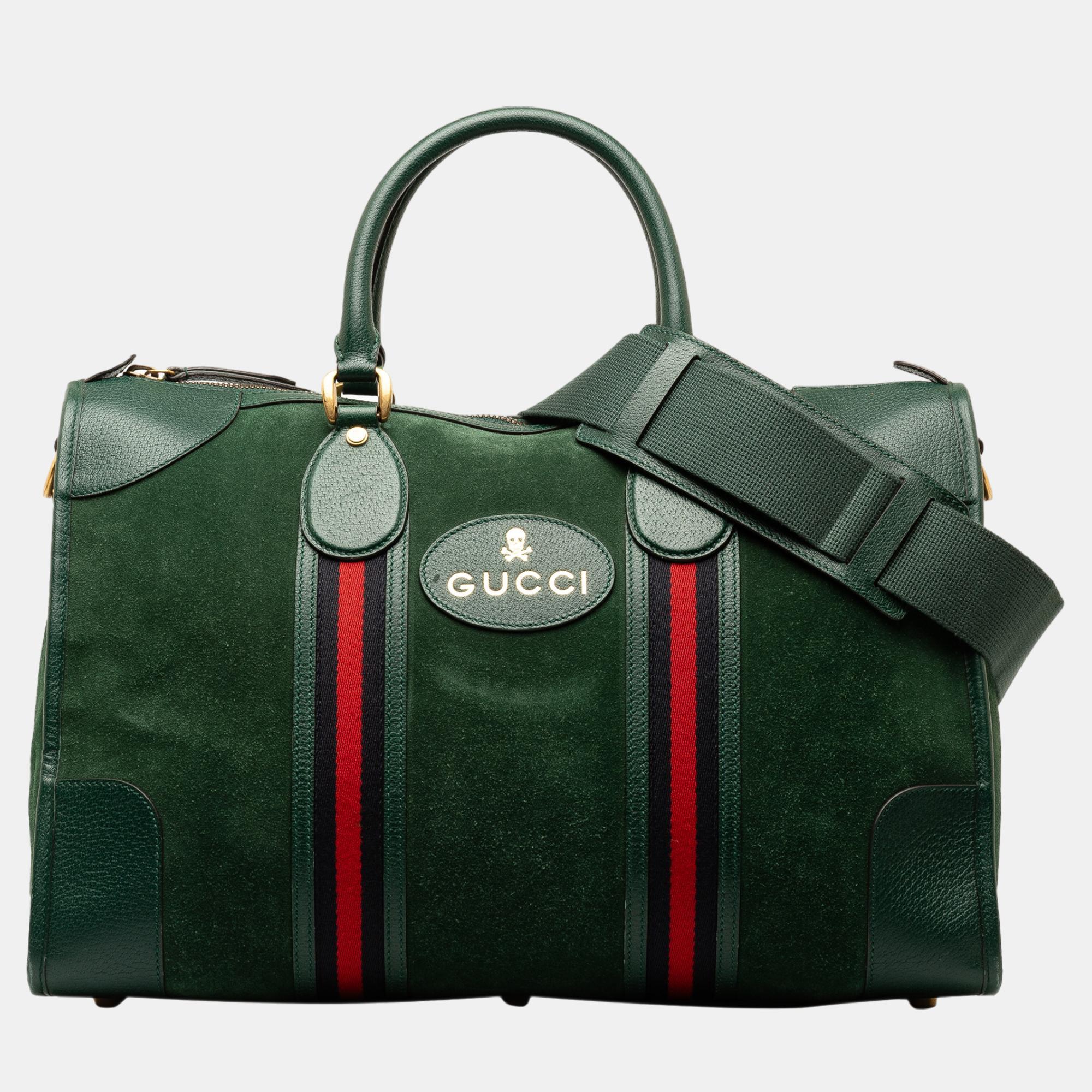 

Gucci Green Suede Neo Vintage Web Travel Bag