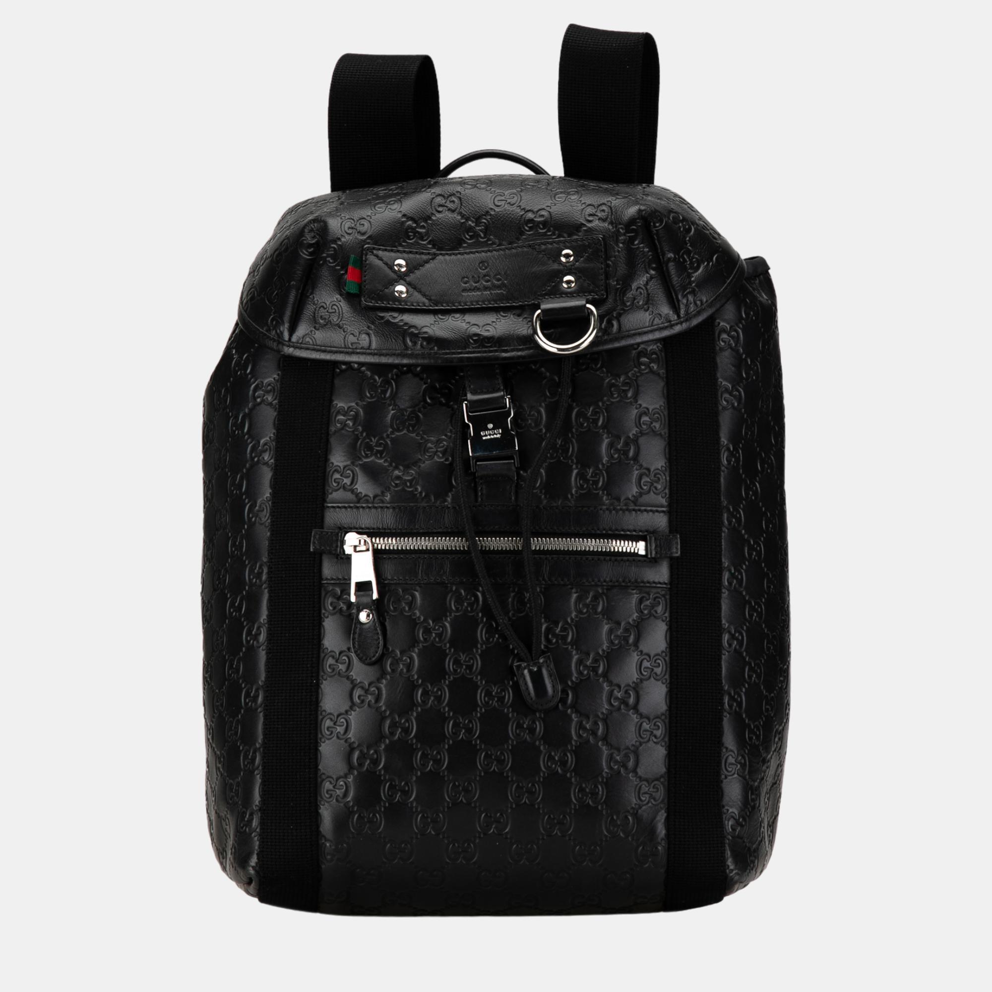 

Gucci Black Guccissima Web Backpack