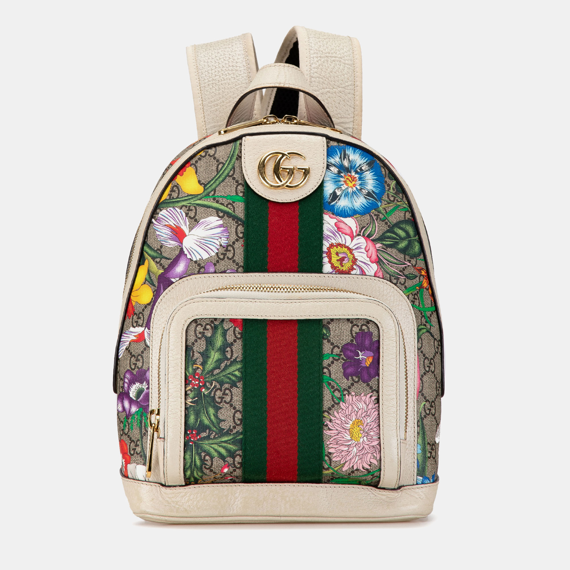 Pre-owned Gucci Small Gg Supreme Flora Ophidia Backpack In Multicolor