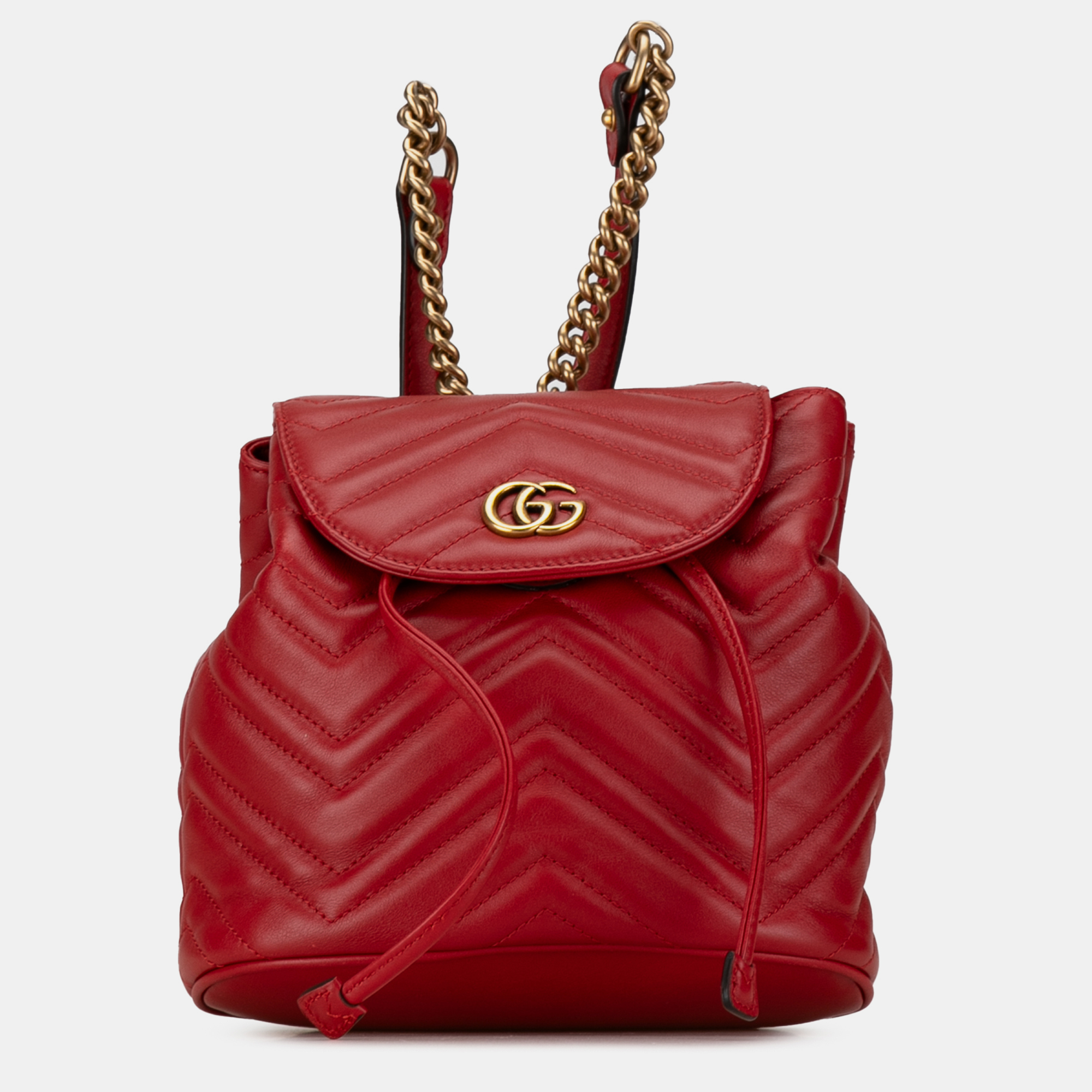 Pre-owned Gucci Red Gg Marmont Matelasse Backpack