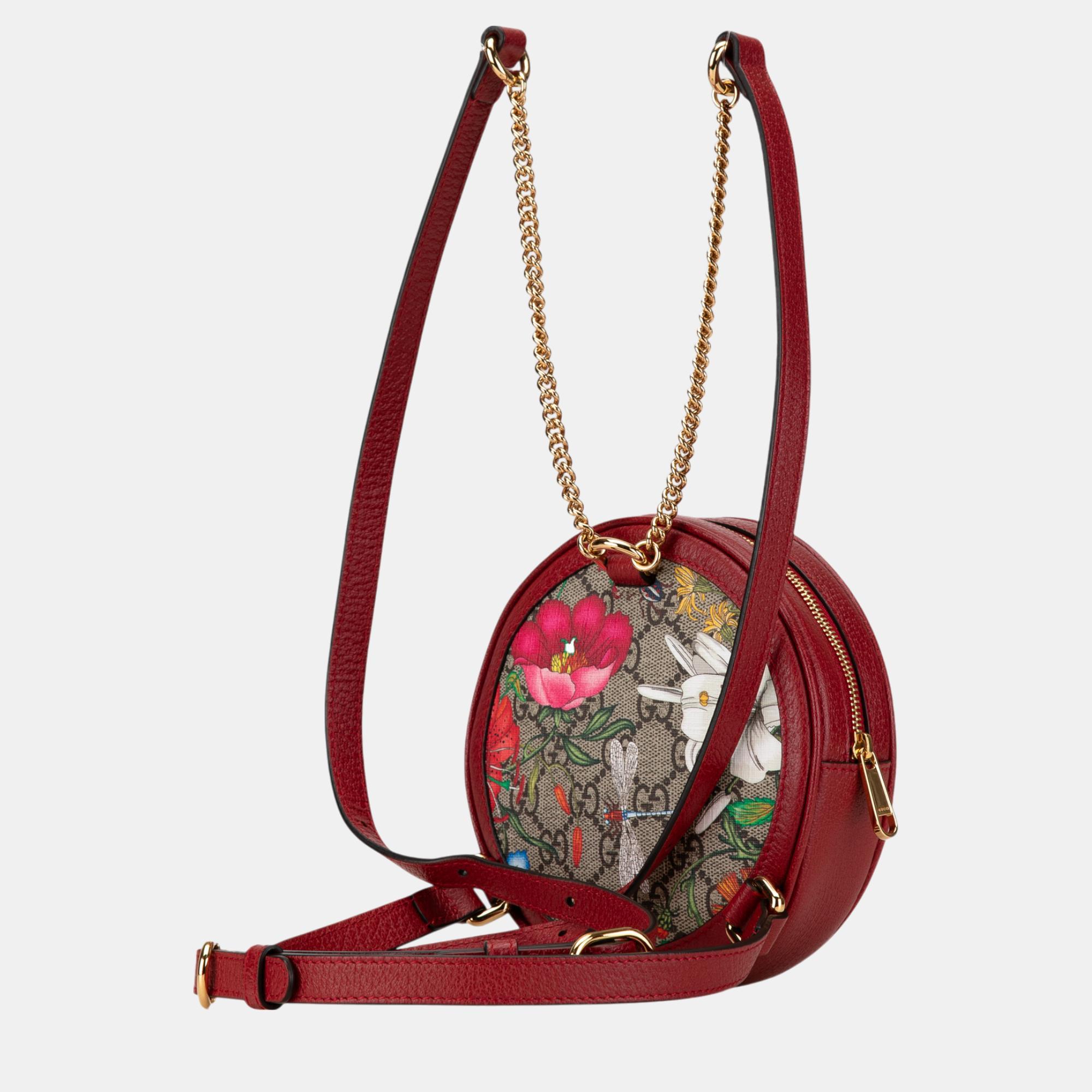 Gucci Multicolour GG Supreme Flora Ophidia Round Backpack 