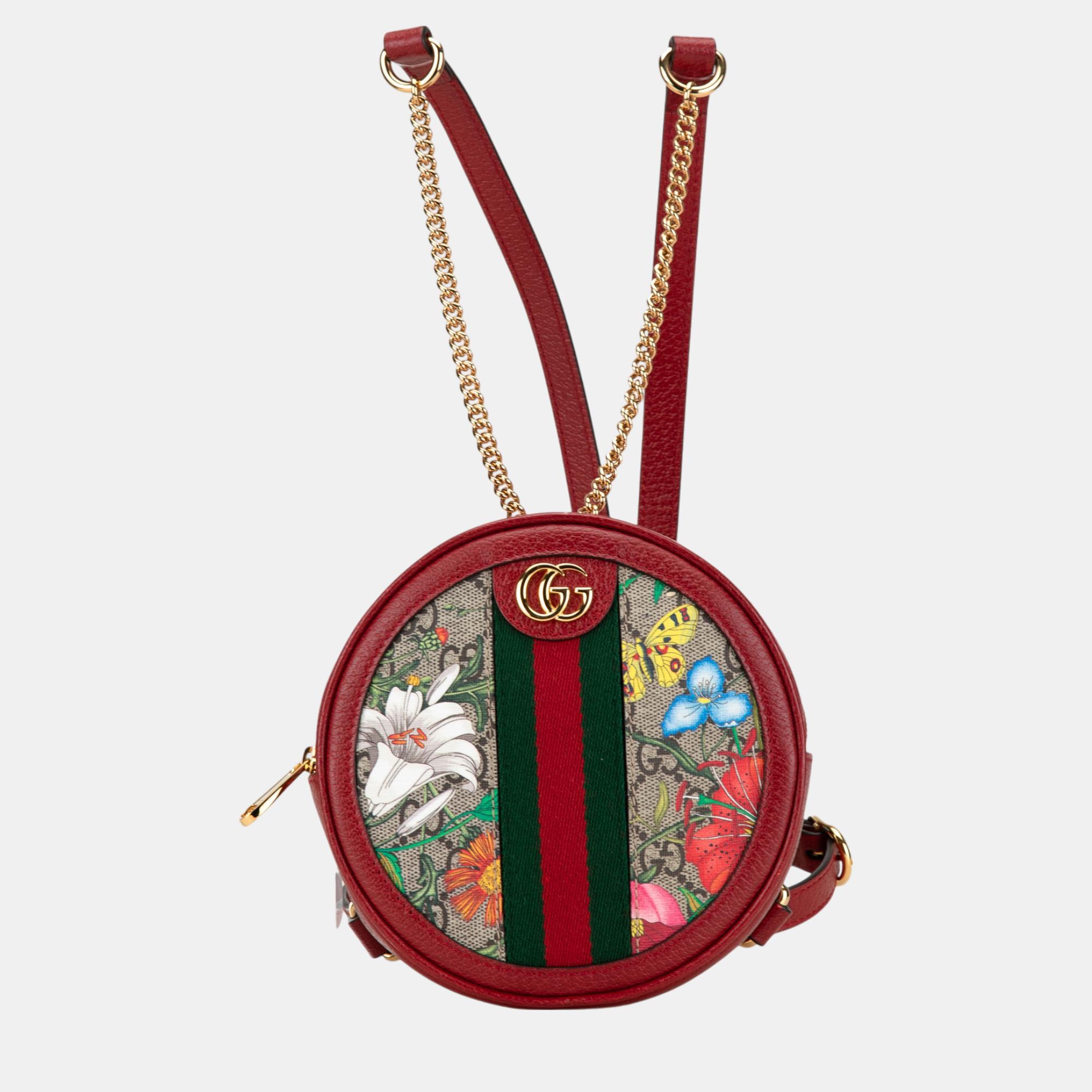 

Gucci Multicolour GG Supreme Flora Ophidia Round Backpack, Multicolor